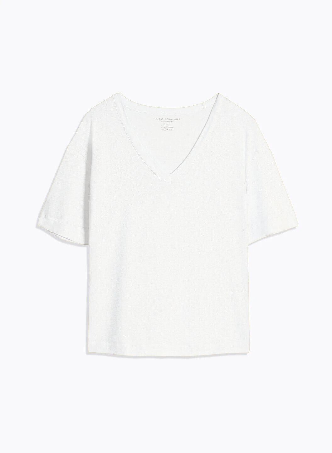 Majestic Filatures V-hals Hør T-shirt Blanc