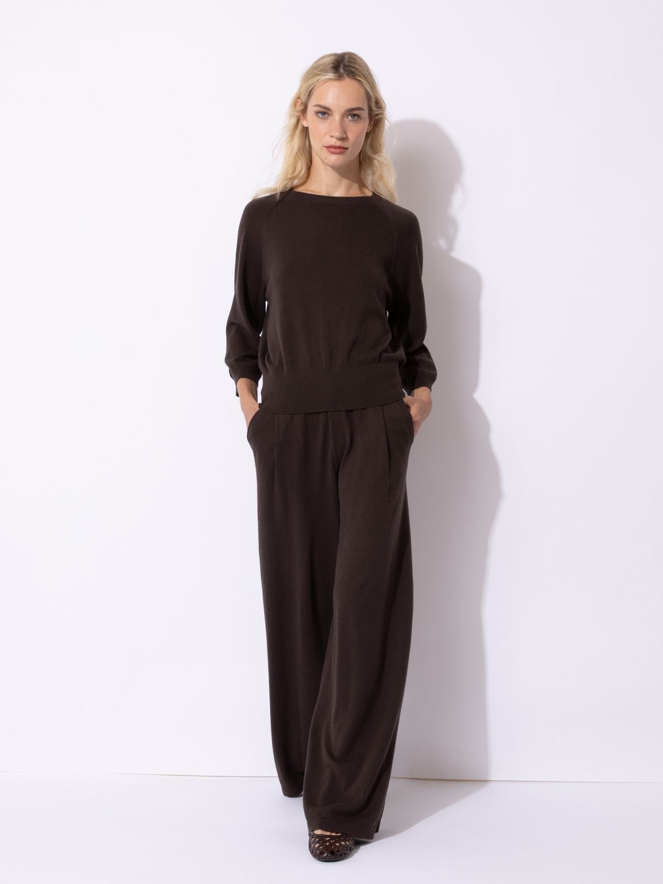 FTC Cashmere 3/4-ærme Sweater Espresso