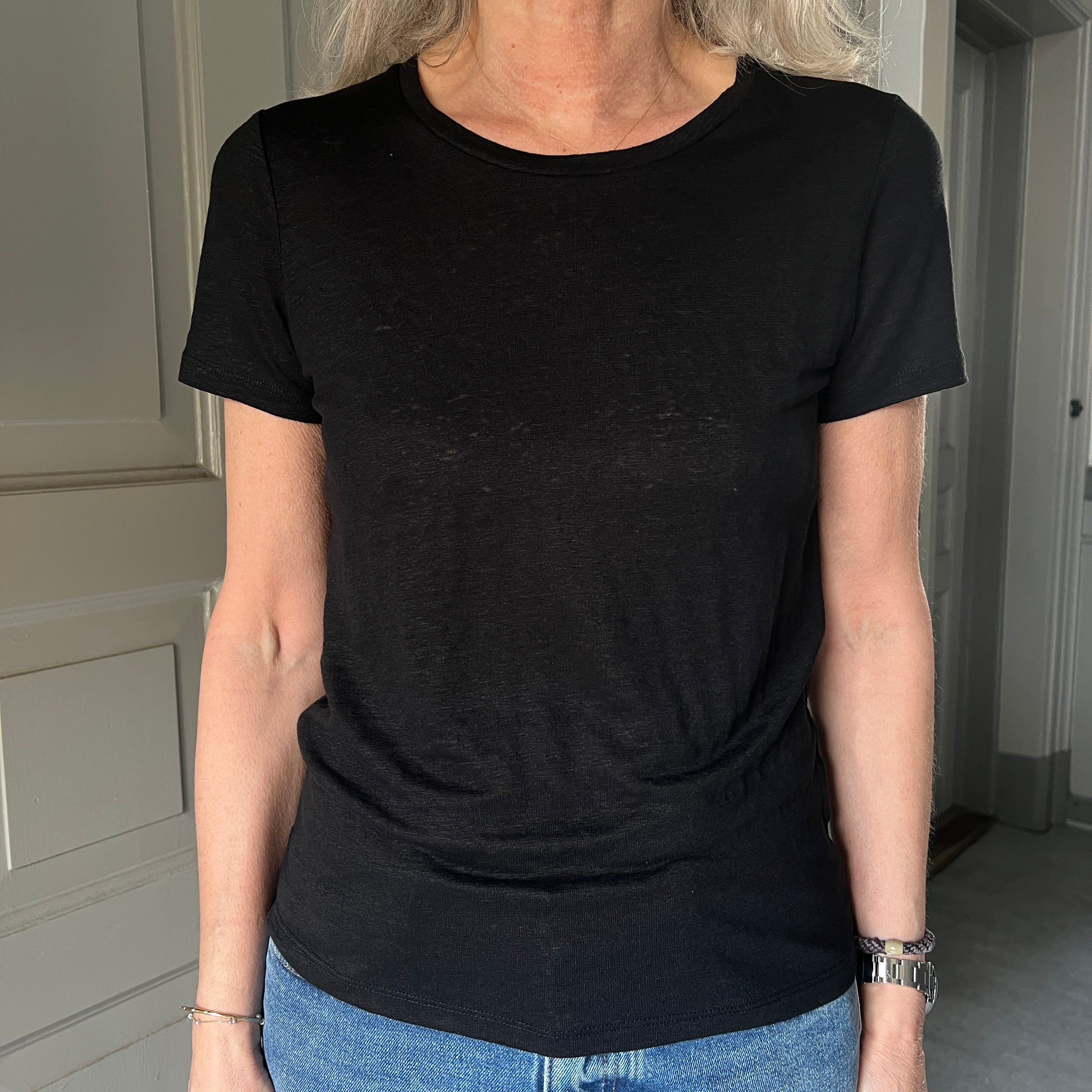 Majestic Filatures Hør T-shirt Noir