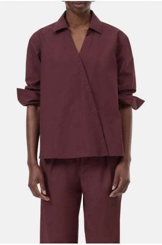 Closed Asymmetrisk Skjorte Dark Raisin Red