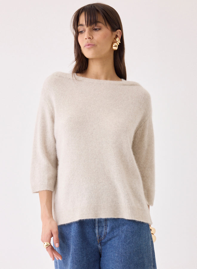 Majestic Filatures Bådhals Sweater Ecru Chiné