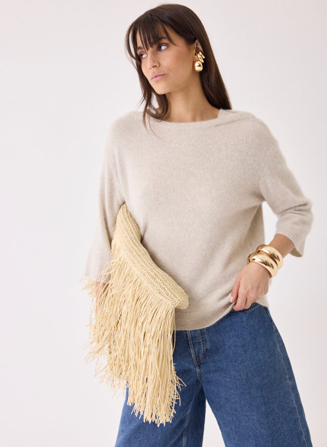 Majestic Filatures Bådhals Sweater Ecru Chiné