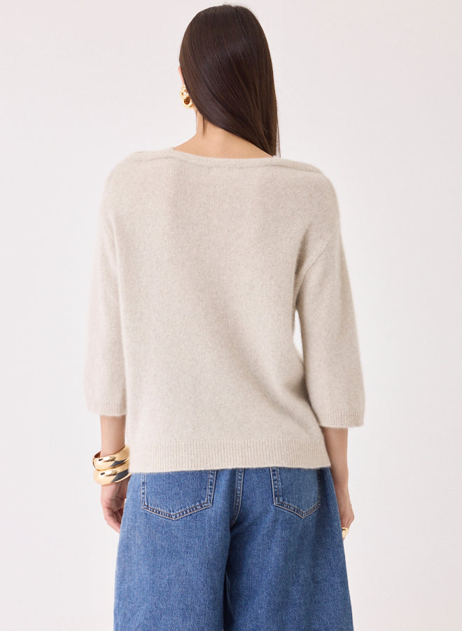 Majestic Filatures Bådhals Sweater Ecru Chiné