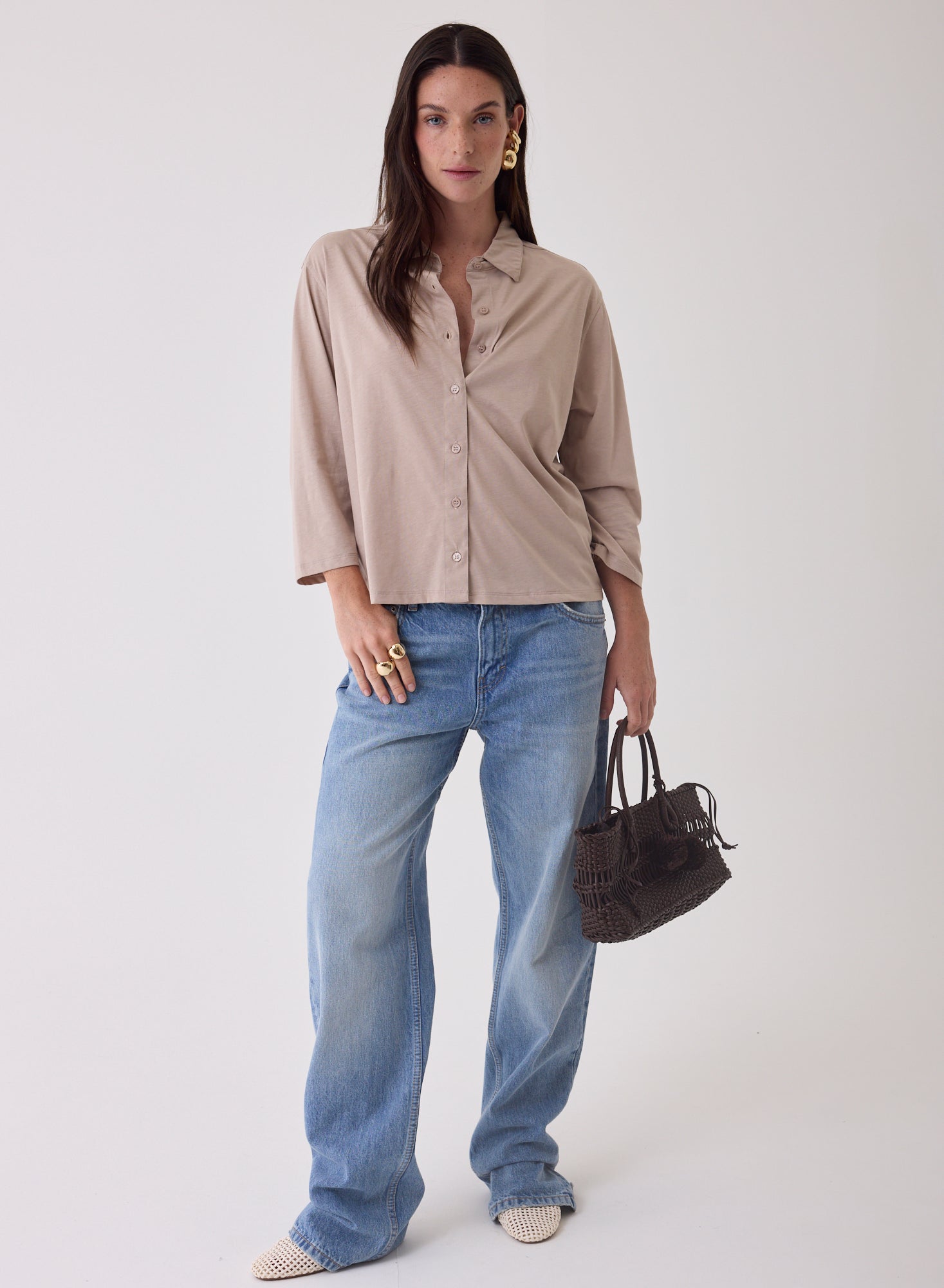 Majestic Filatures Bomuld/Silke Skjorte Désert