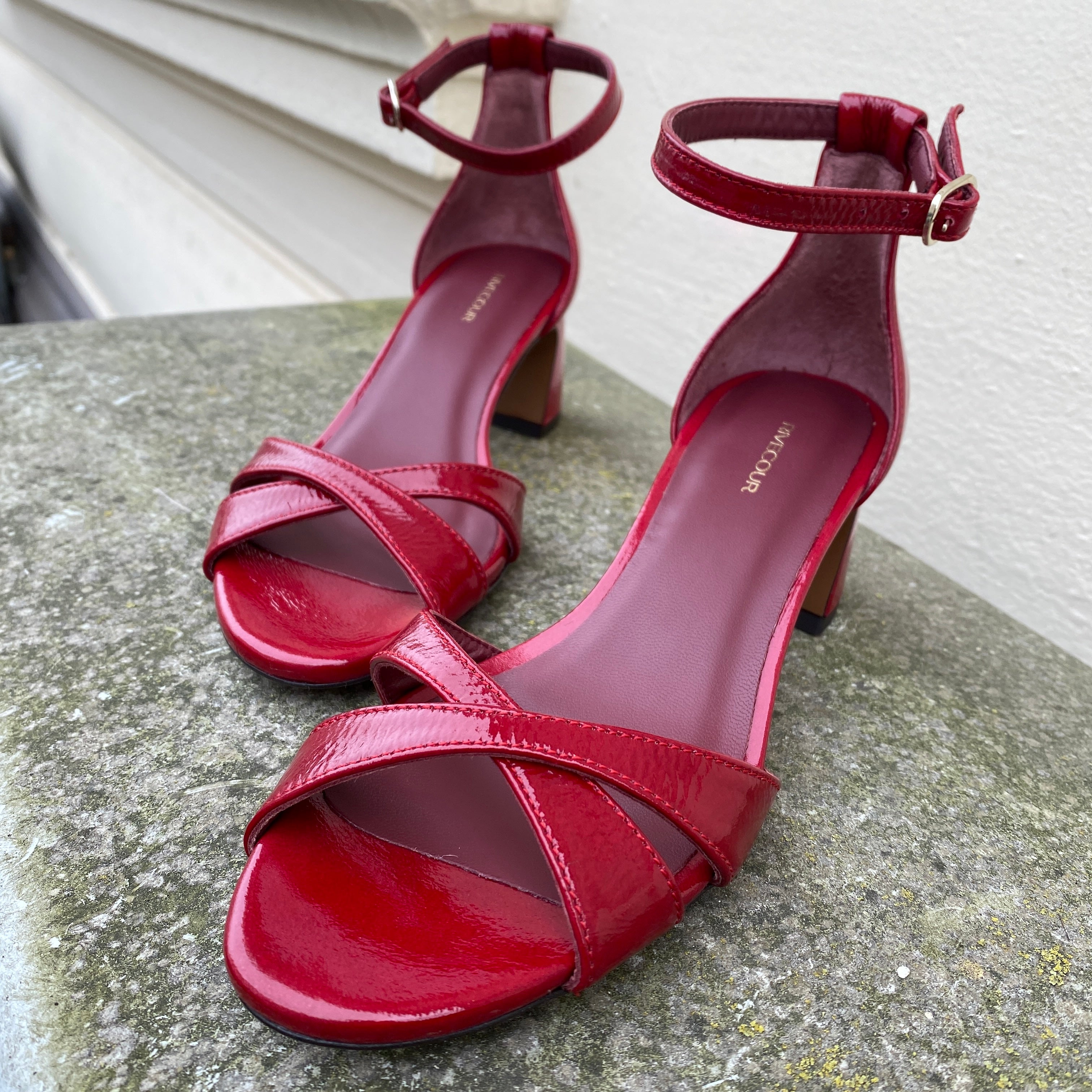 Rivecour 595 Lakskind Sandaler Kirsebær Rød