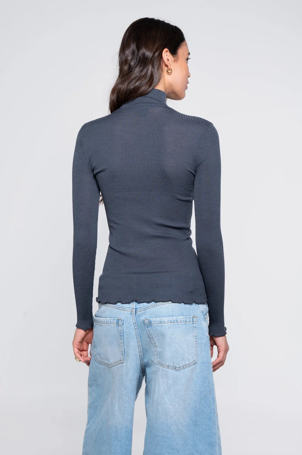 Oscalito Langærmet Bluse m. Mock turtleneck Storm