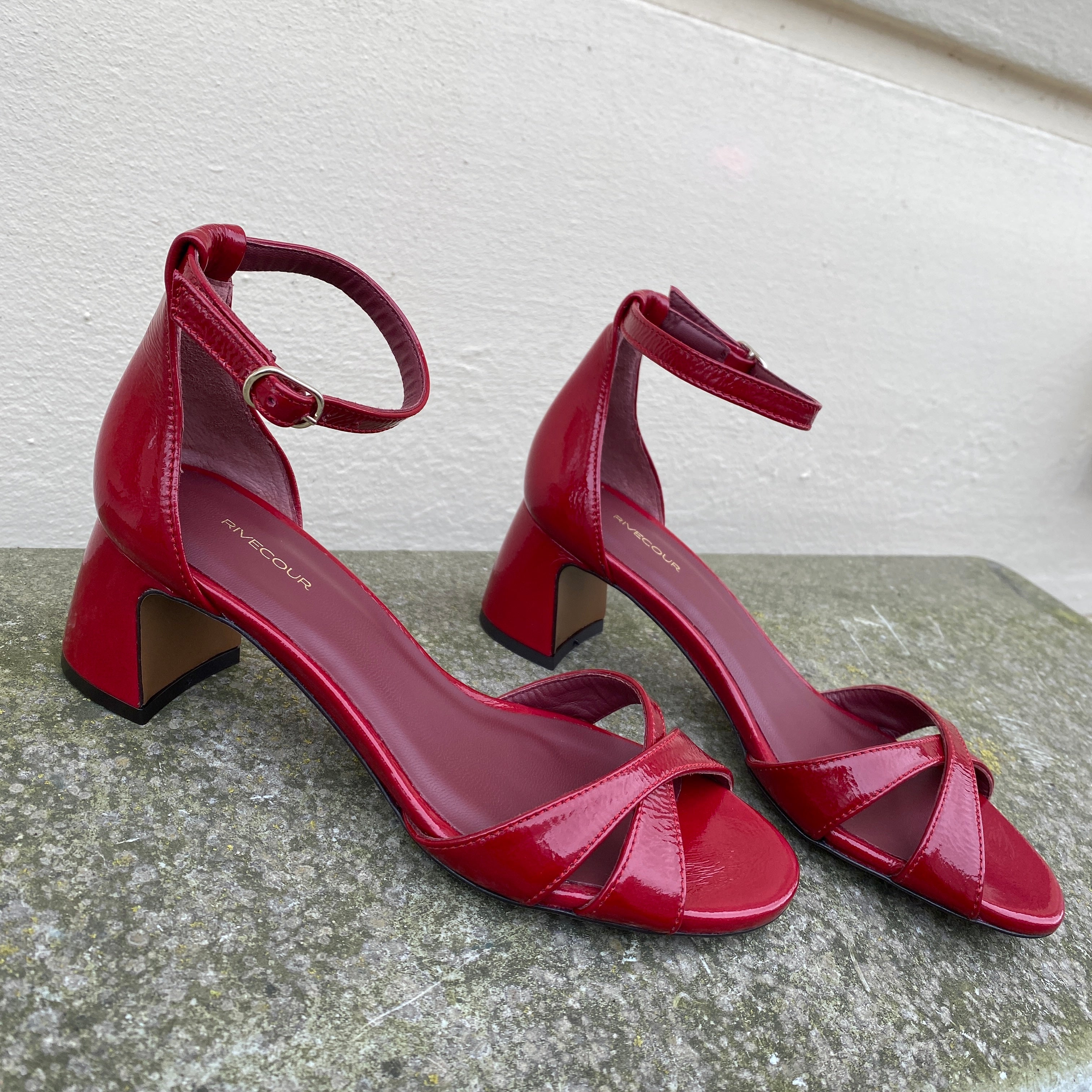 Rivecour 595 Lakskind Sandaler Kirsebær Rød