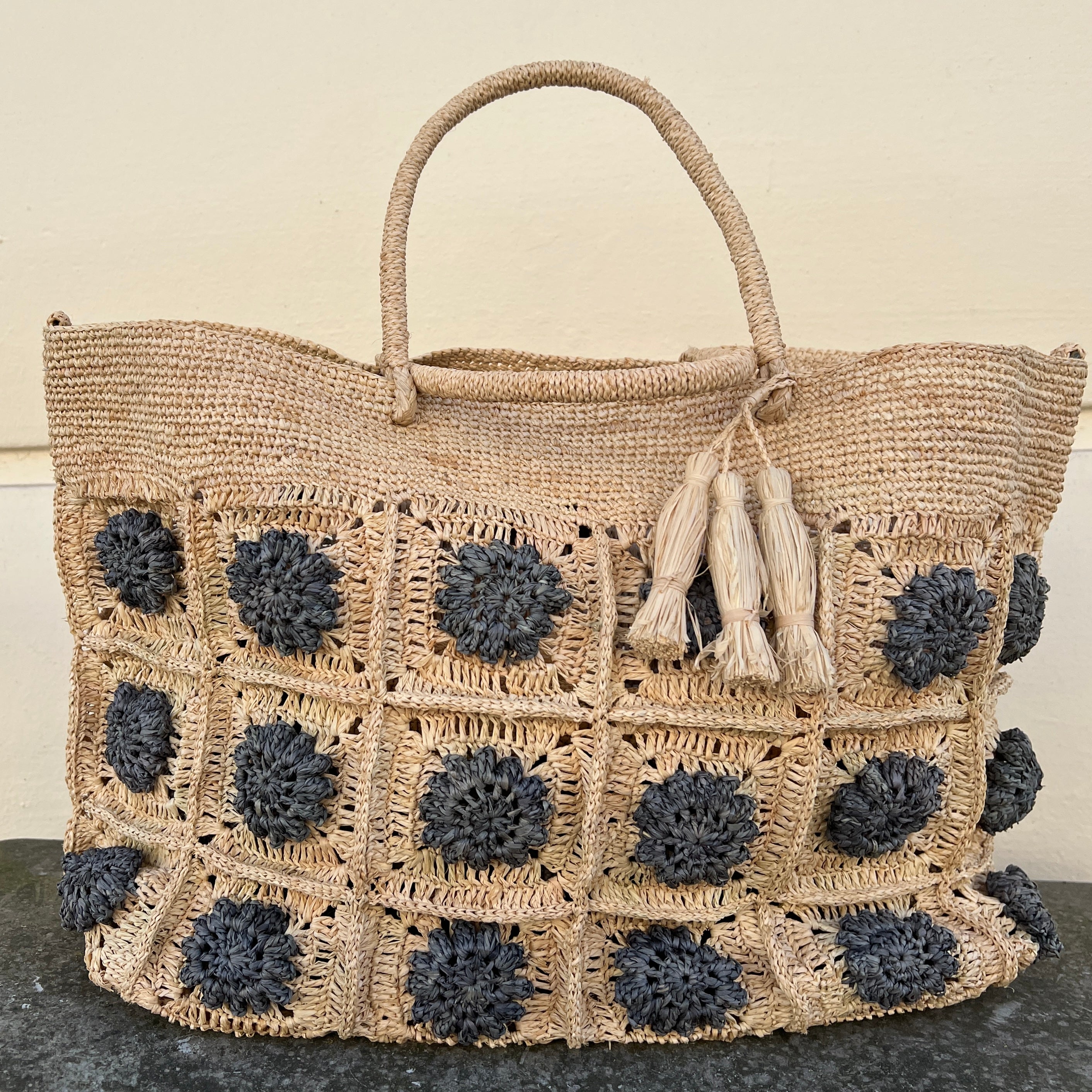 Rabarany Malette Karo Taske Naturel Gris