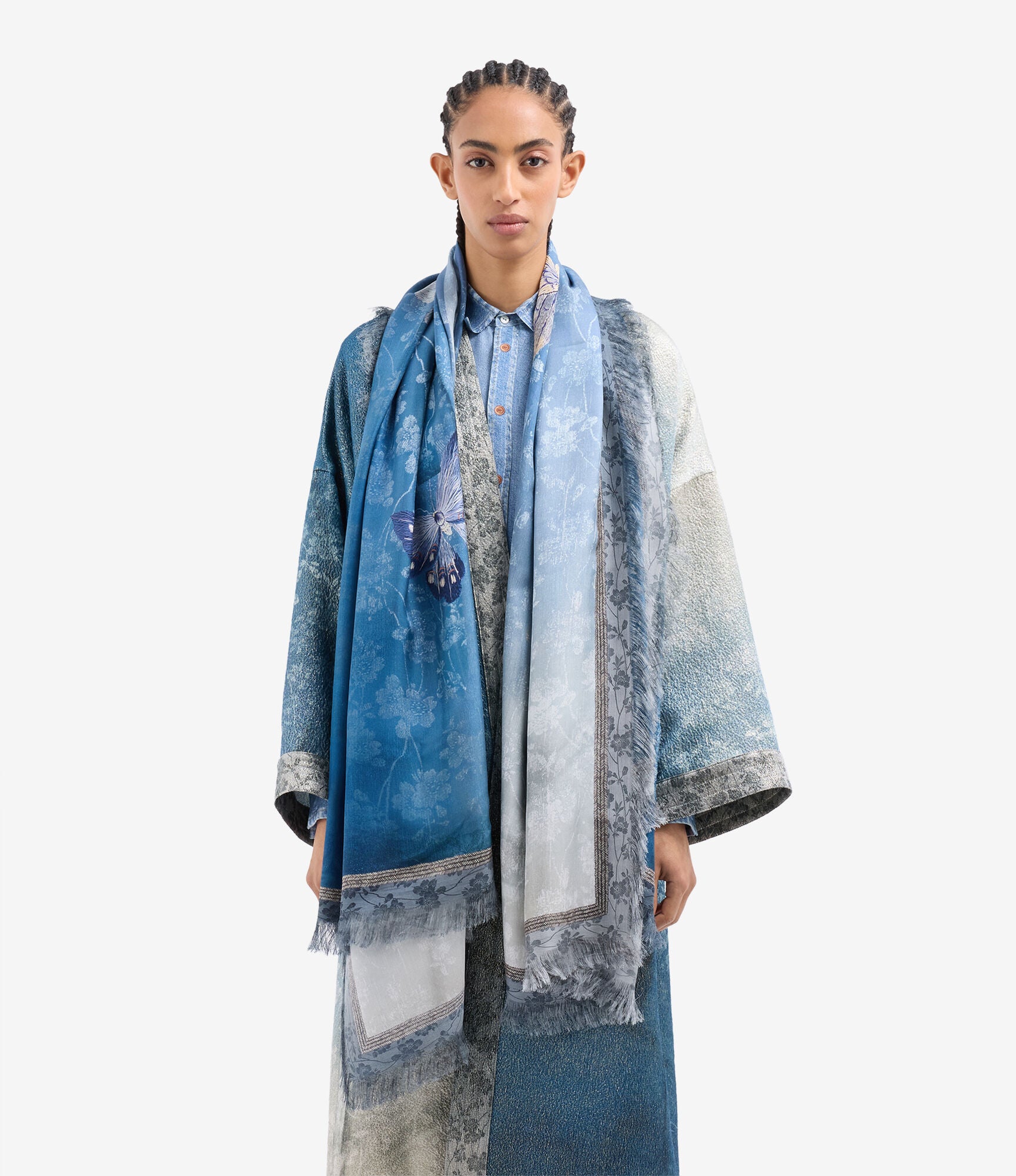 Pierre-Louis Mascia Aloeuw Sjal Silketørklæde Azzurro