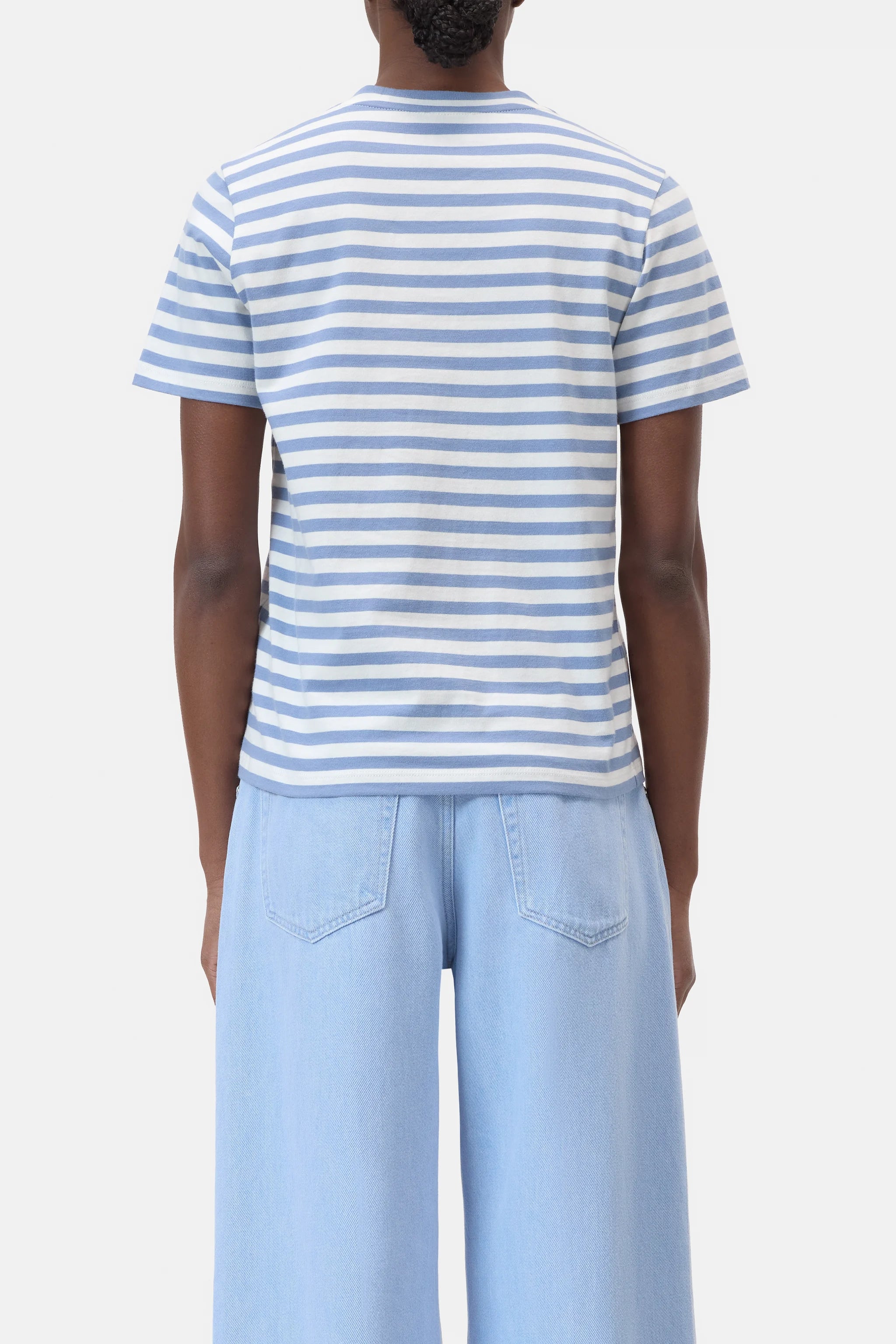 Closed Basic T-shirt Stribet Stone Blue