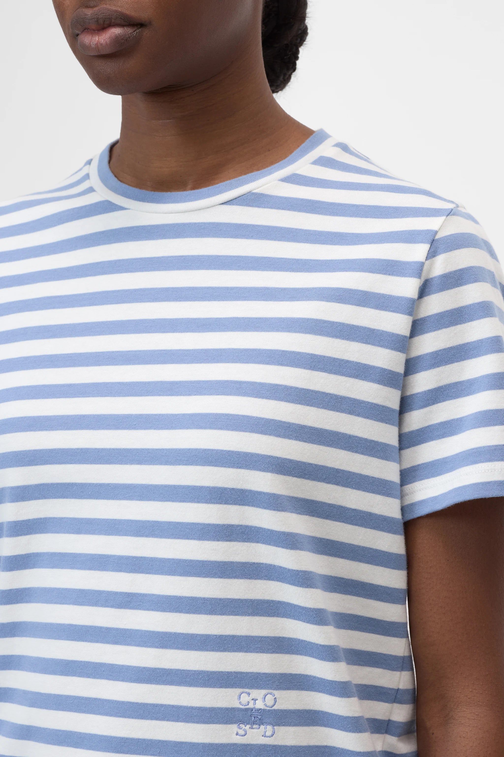 Closed Basic T-shirt Stribet Stone Blue