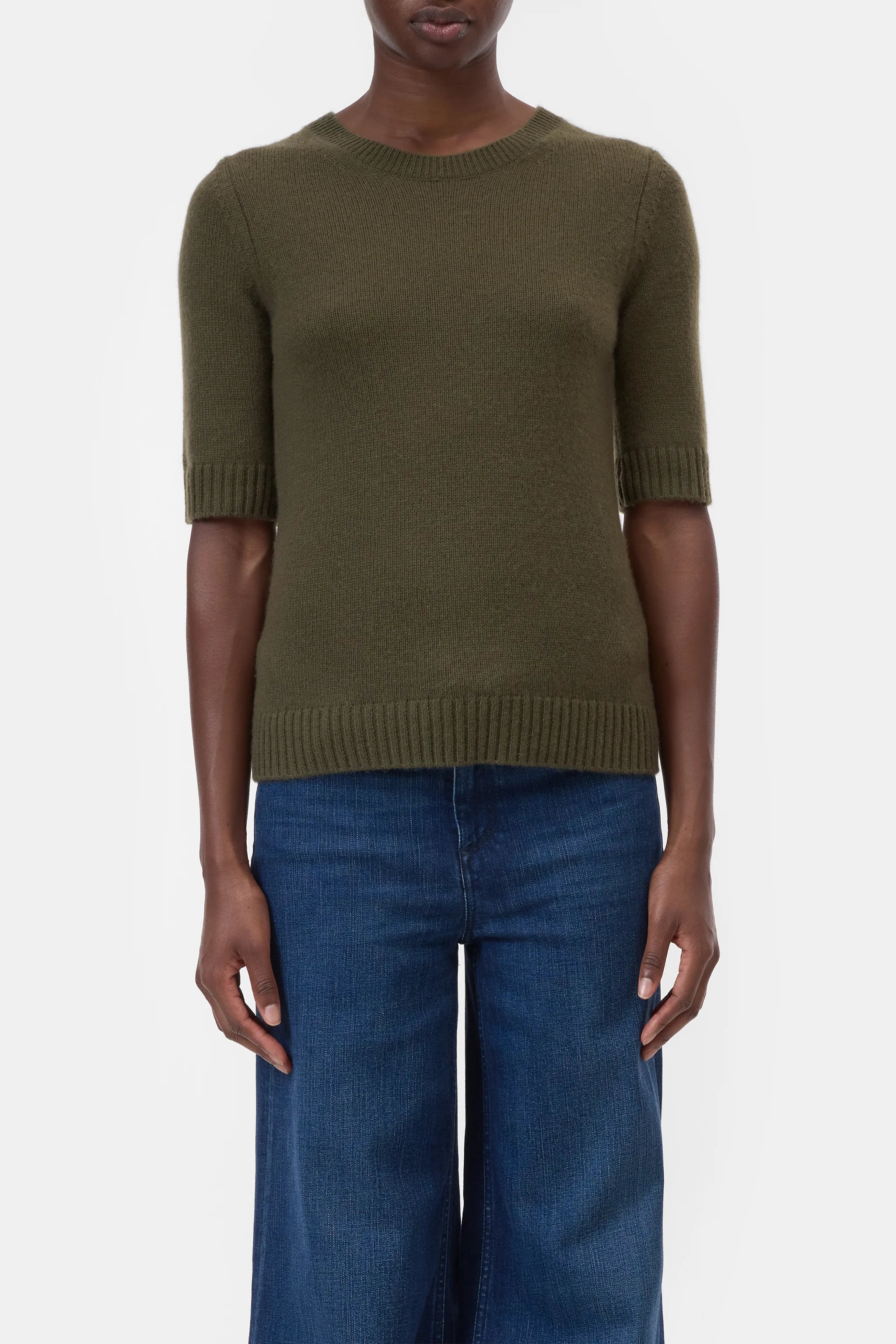 Closed Cashmere Kortærmet Strik Deep Olive