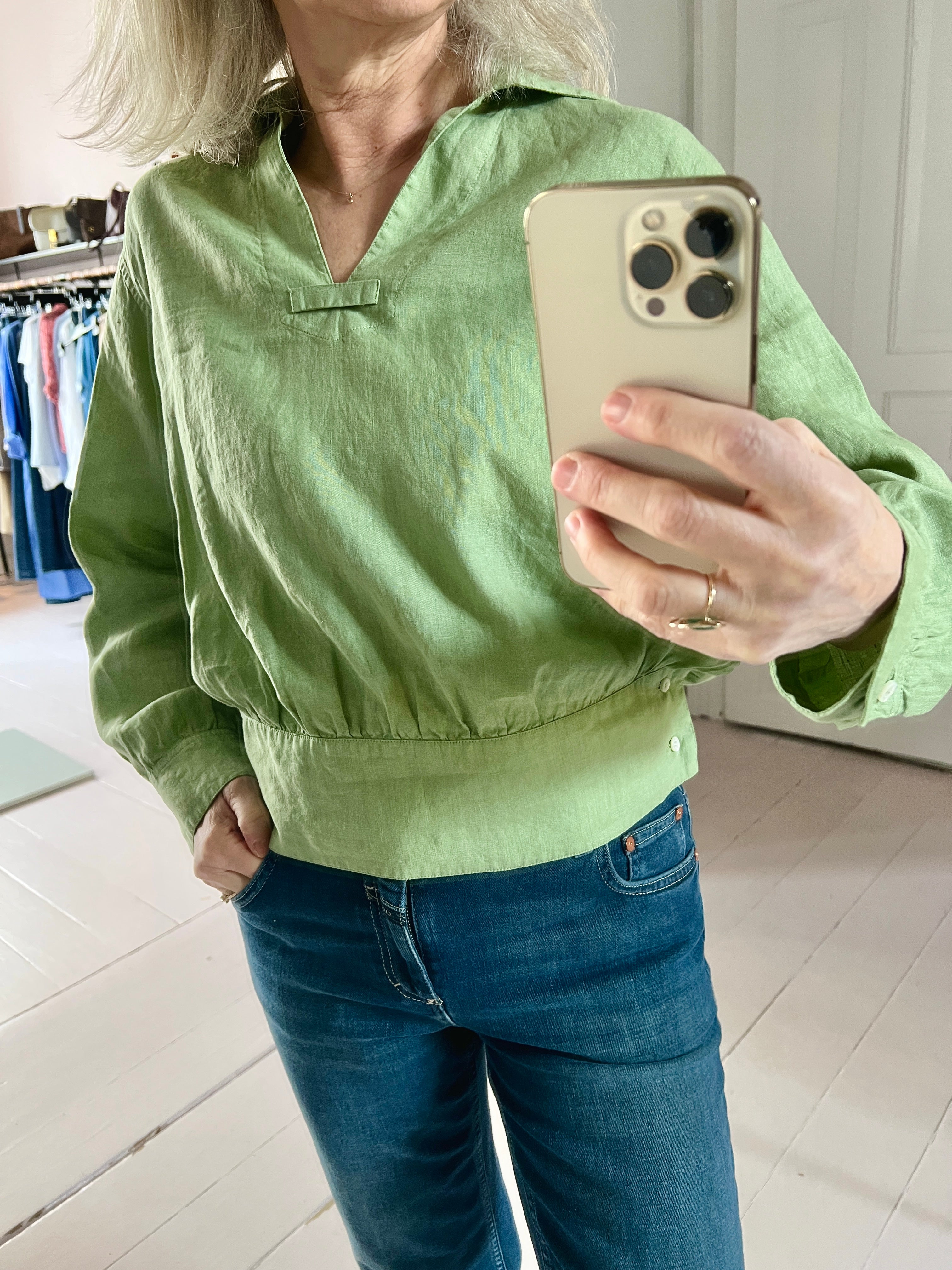 Aspesi Hør Bluse Sage Green