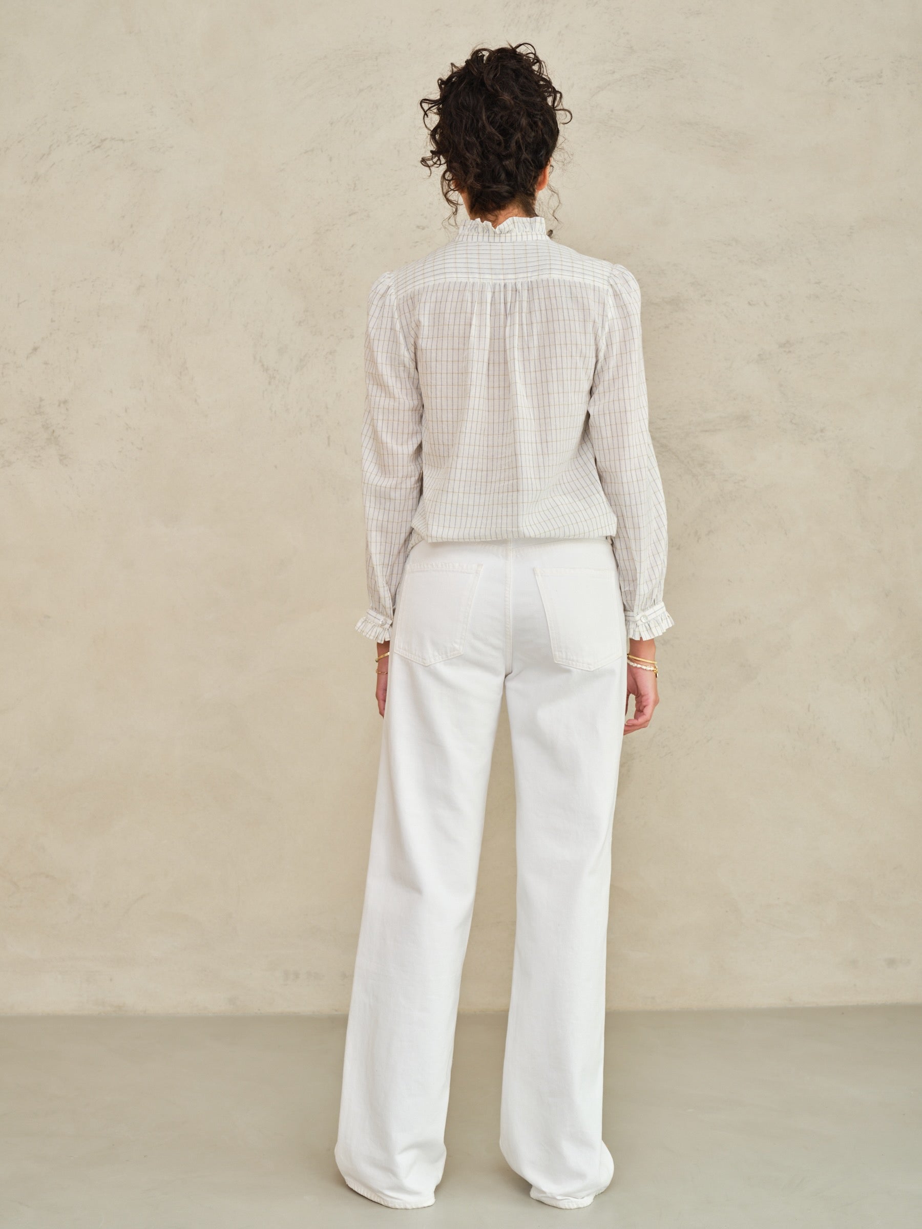 M.A.B.E. Chrissie Top Ecru Check