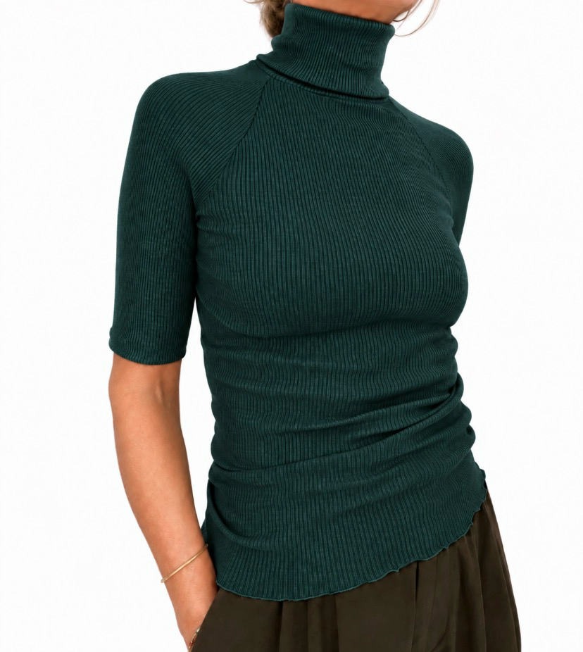 Oscalito kortærmet Bluse m. Rullekrave malacite