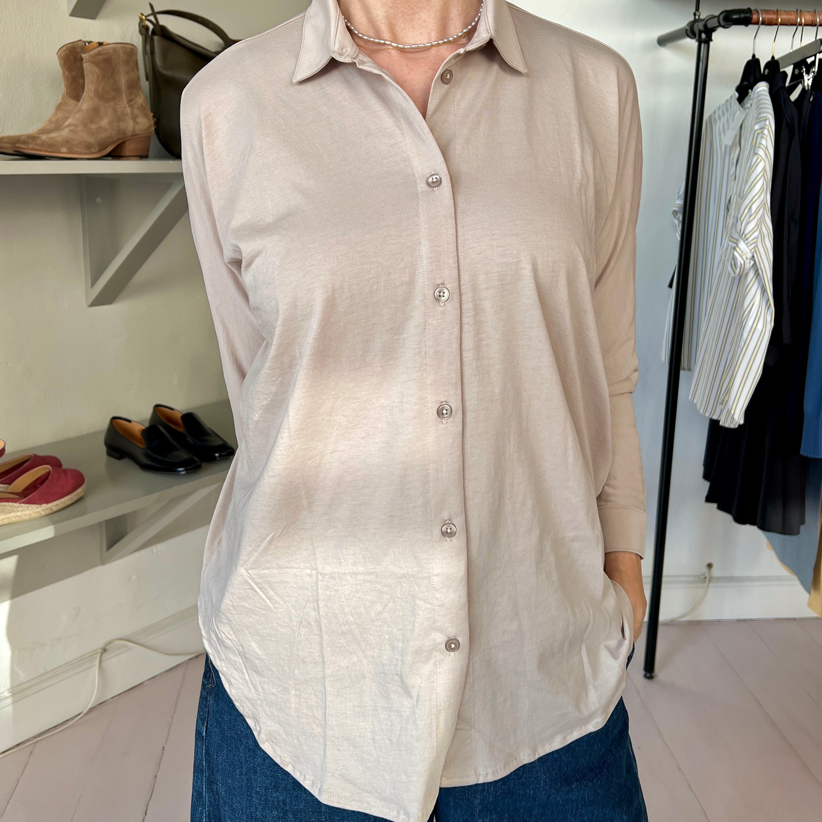 Alrø Norma Jersey Skjorte Sand