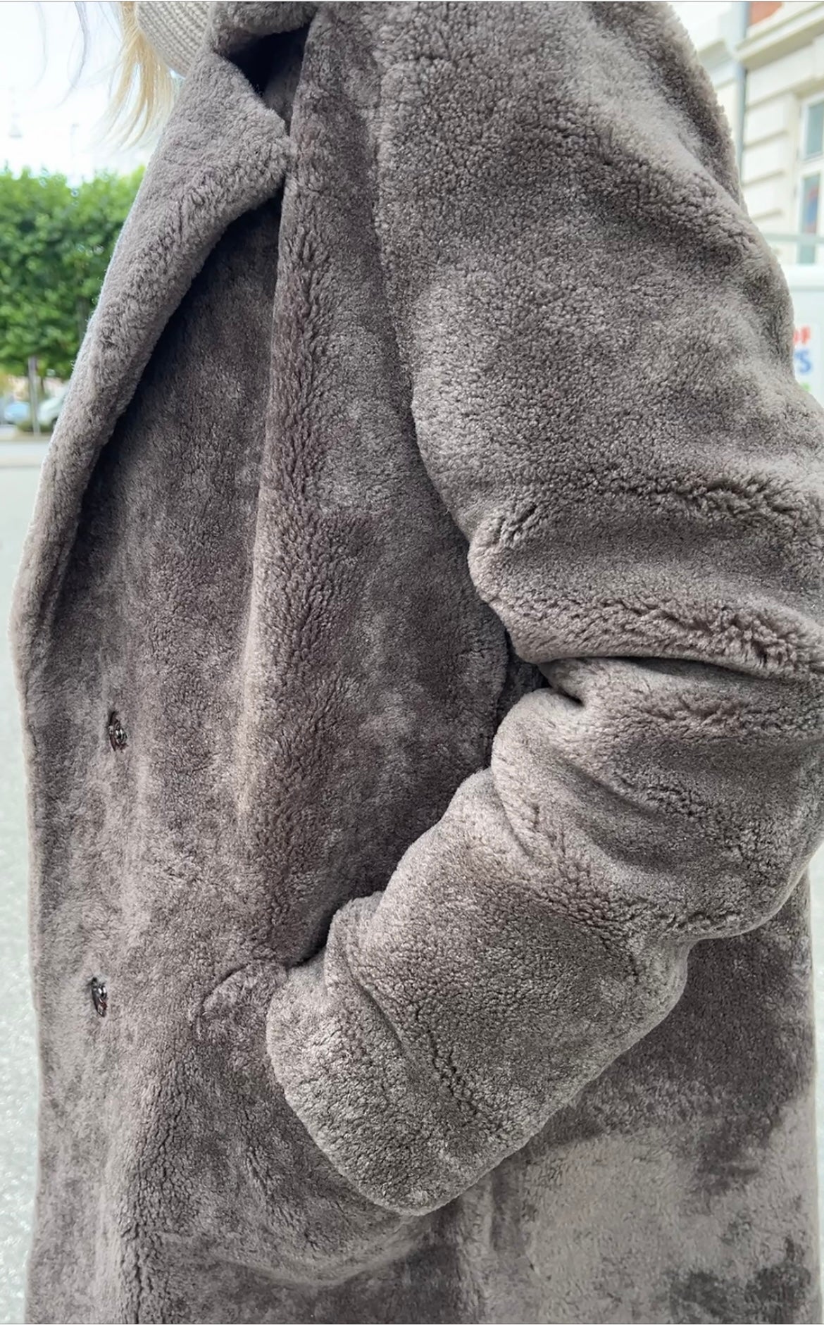Levinsky April Curly Lamb Coat Taupe