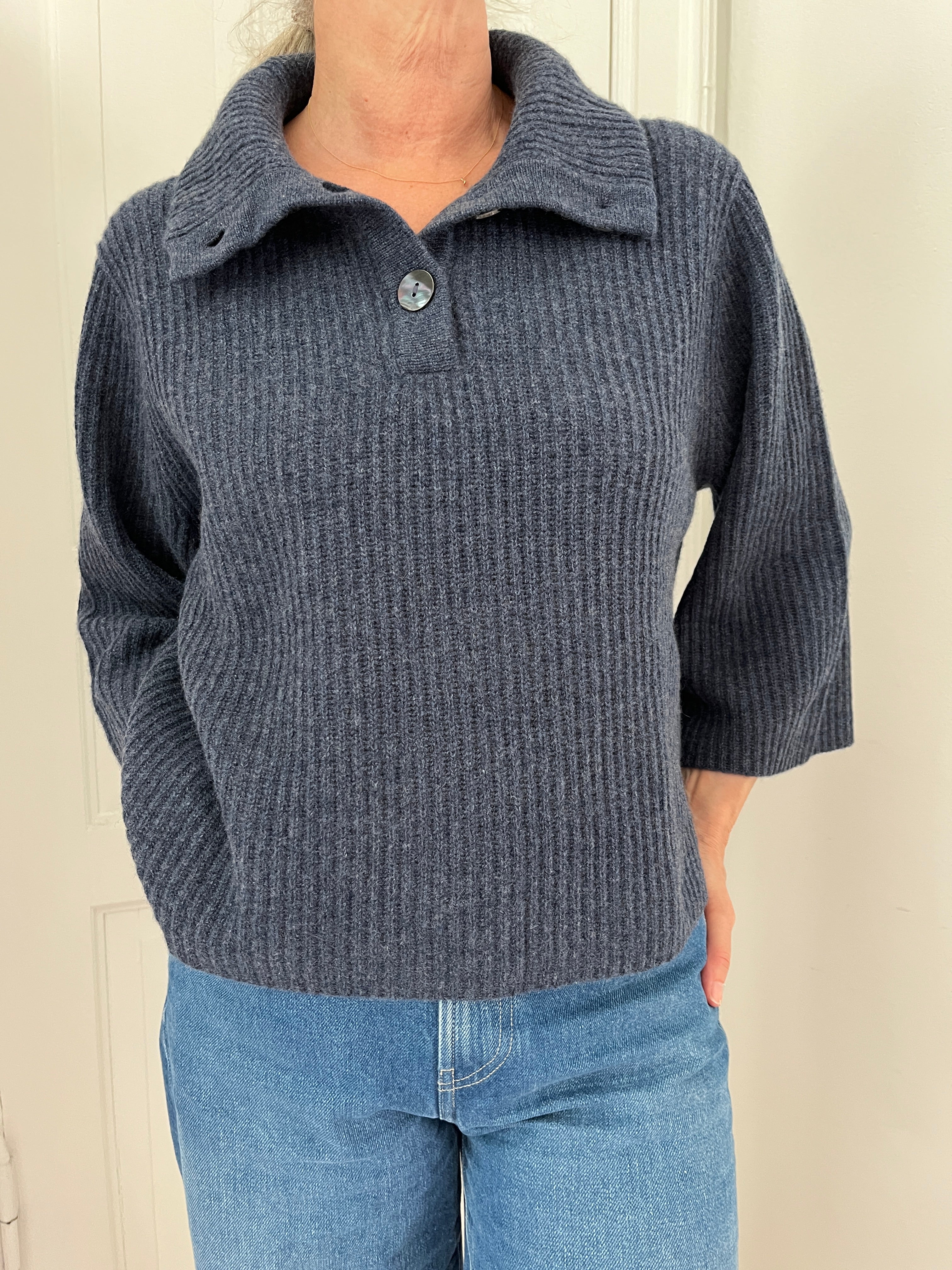 FTC Cashmere Pullover Poncho Blå