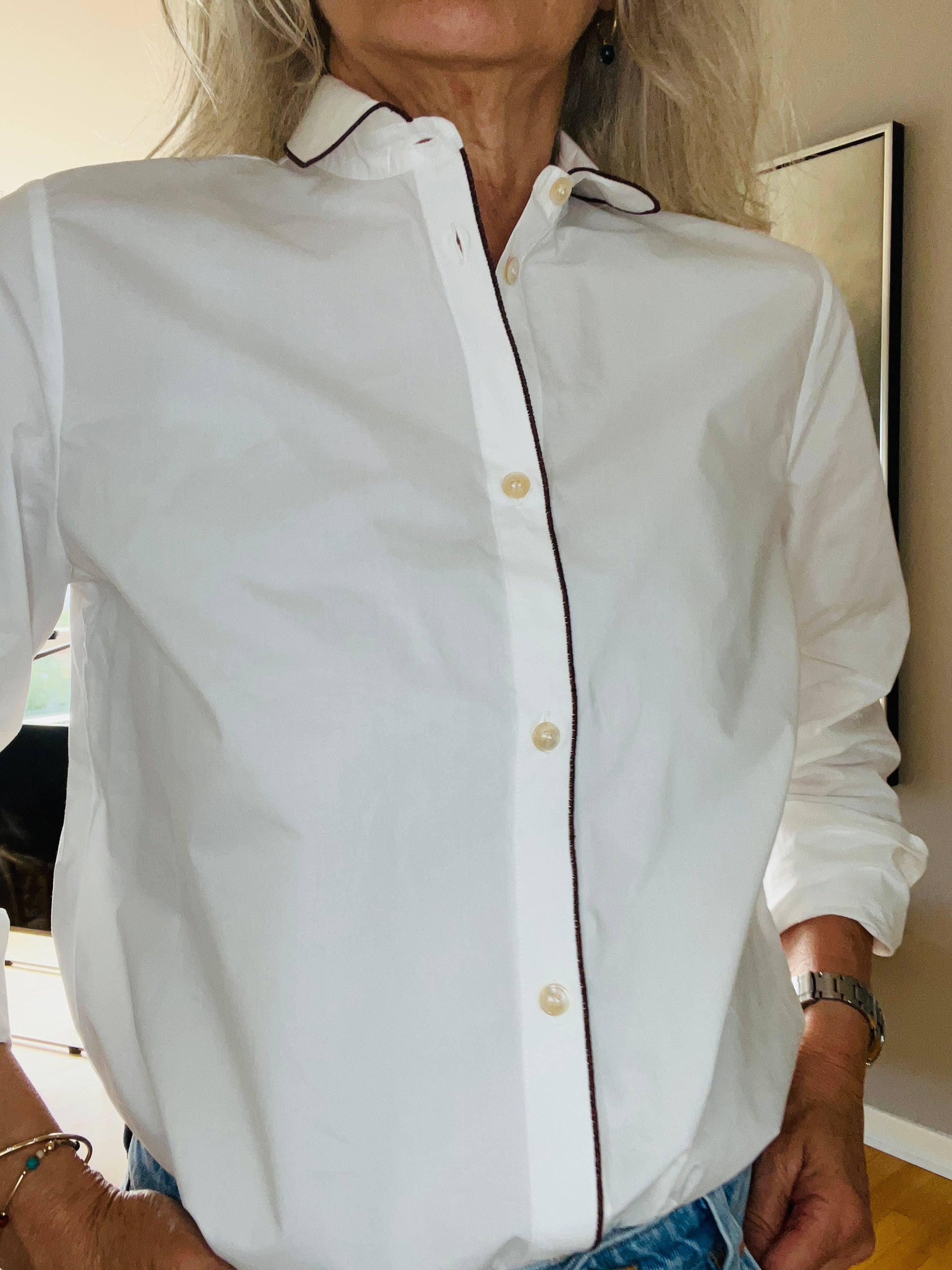 Forte Forte 15107 Cotton Popline embroided club collar shirt