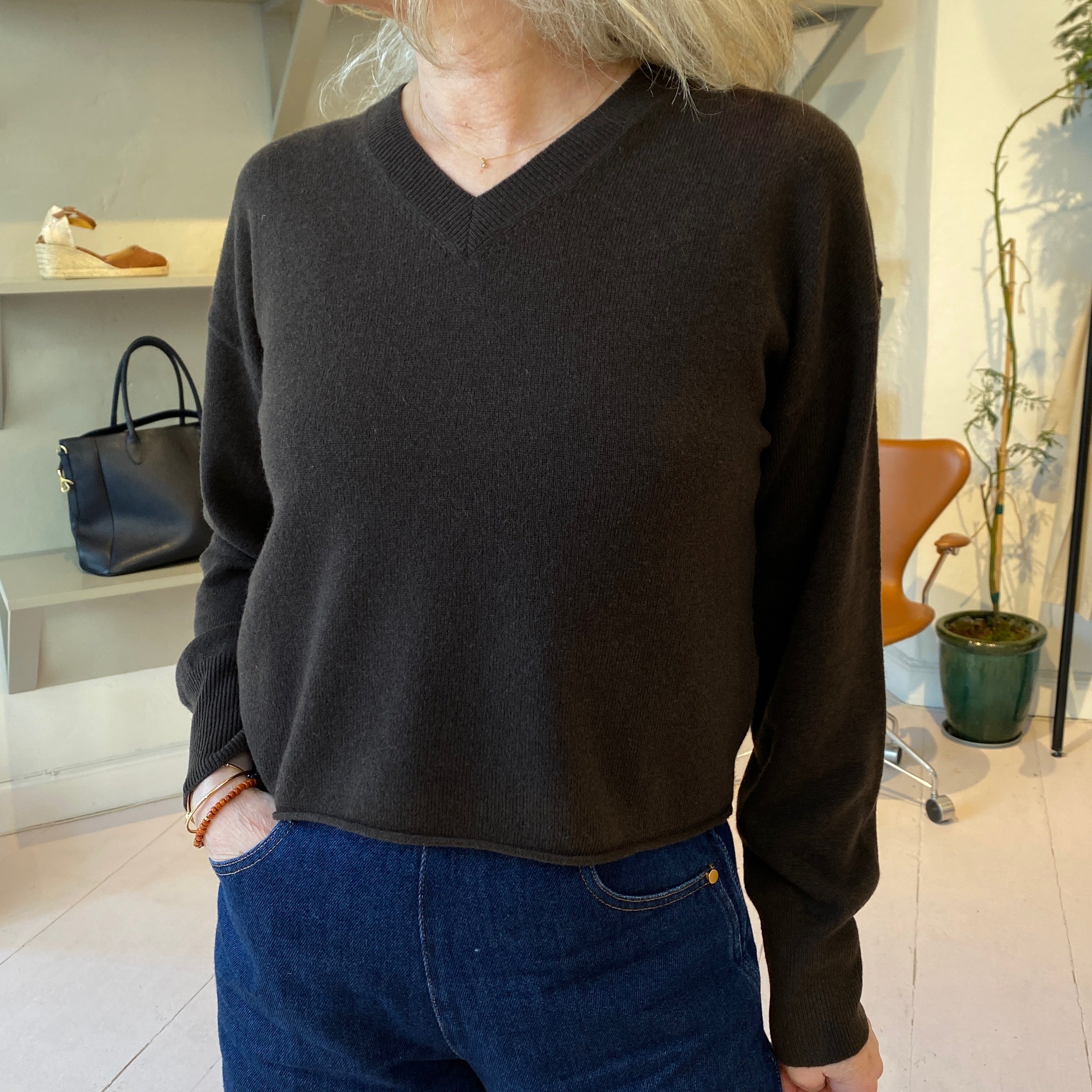 FTC Cashmere V-hals Sweater Espresso