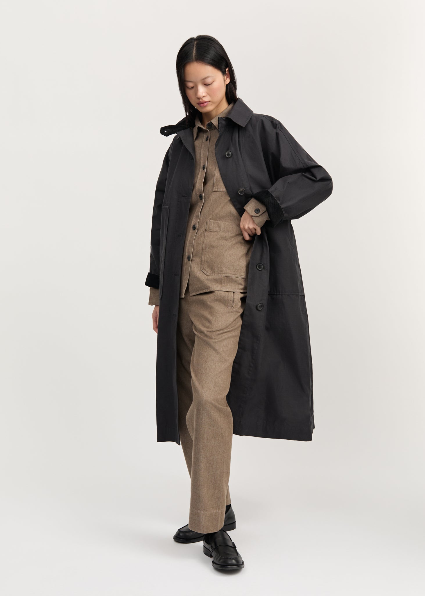 Aiayu Jay Coat Ripstop Oilskin Silkwax Antracite