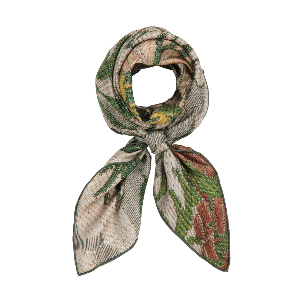 Tapis Noir Classical Green Flower Silketørklæde