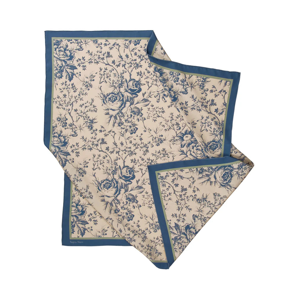 Tapis Noir Classical Blue Toile Silketørklæde