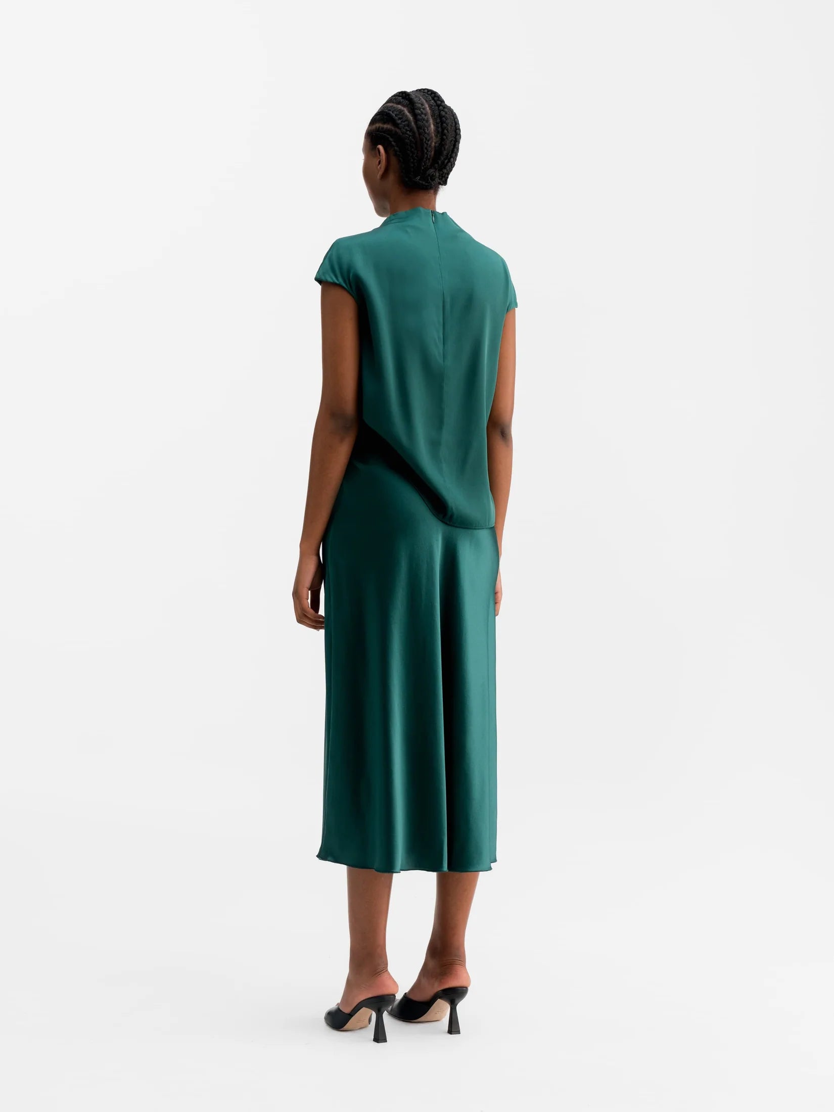 Ahlvar Gallery Lima Silk Top Dark Emerald