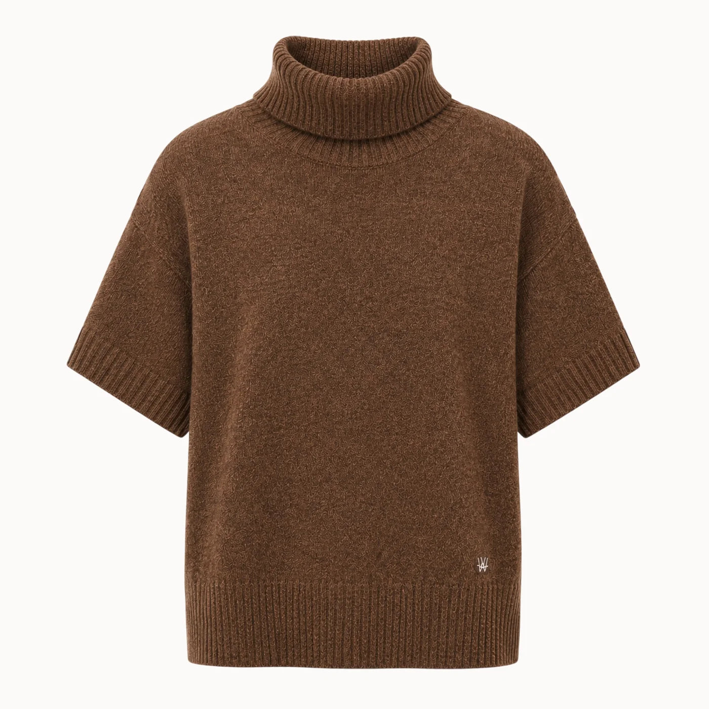 WUTH Cashmere Oversize Turtle Neck Med Kort ÆrmeDark Honey