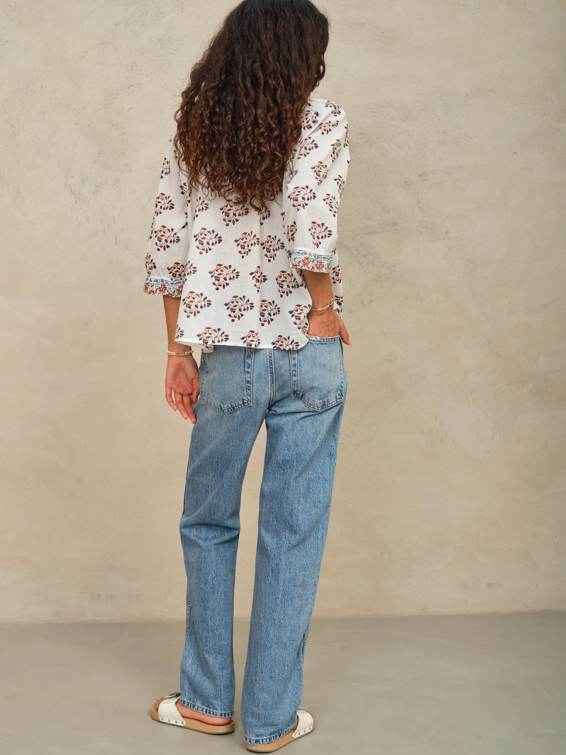 M.A.B.E. Stella Top Ecru Rust