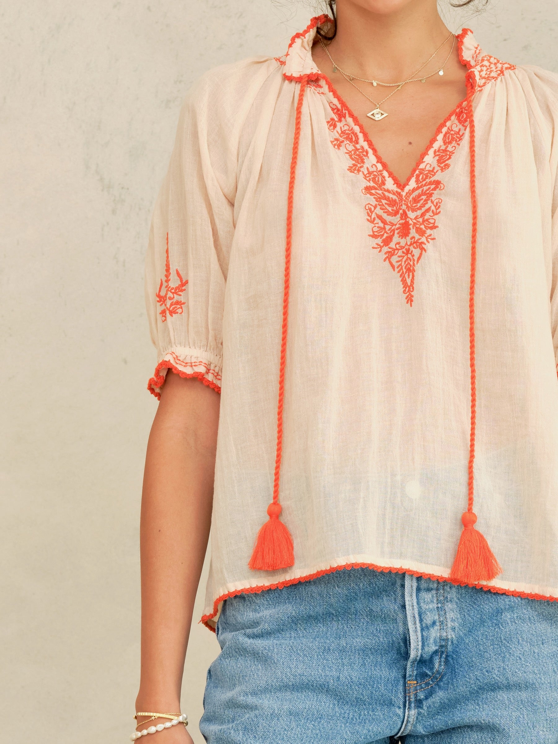 M.A.B.E. Talia Top Beige Orange
