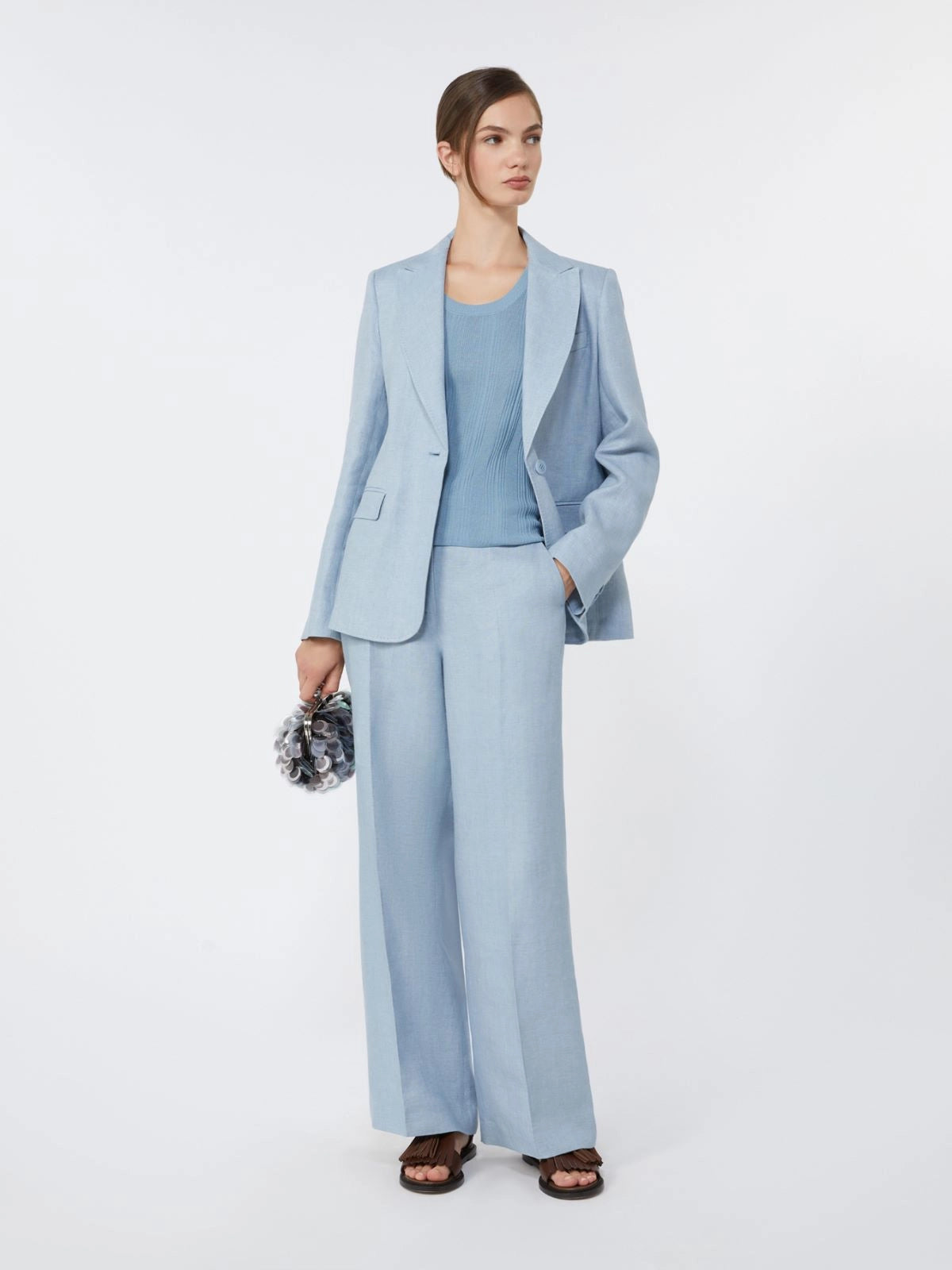 Max Mara Weekend Malizia Hør Bukser Light Blue
