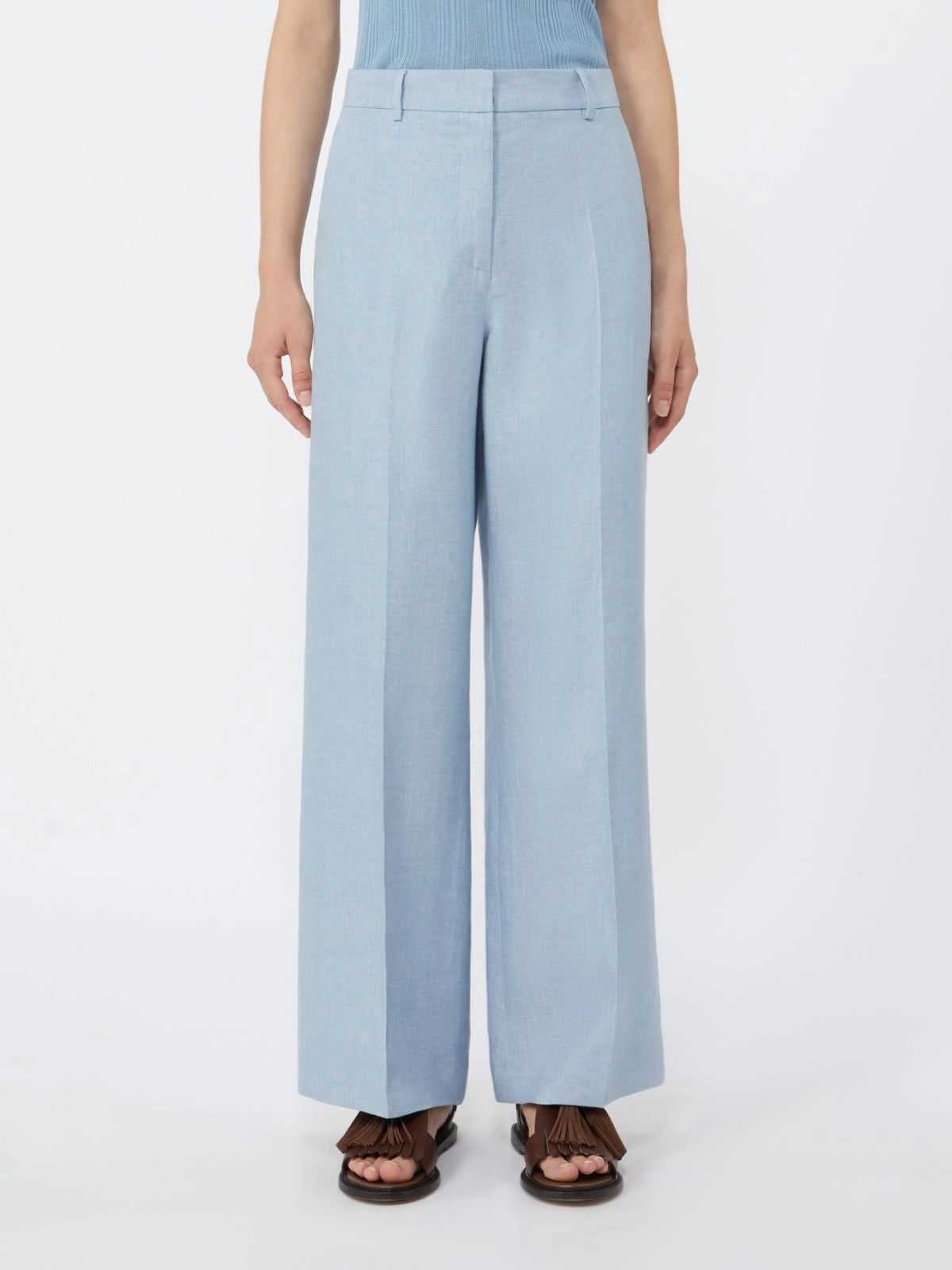 Max Mara Weekend Malizia Hør Bukser Light Blue