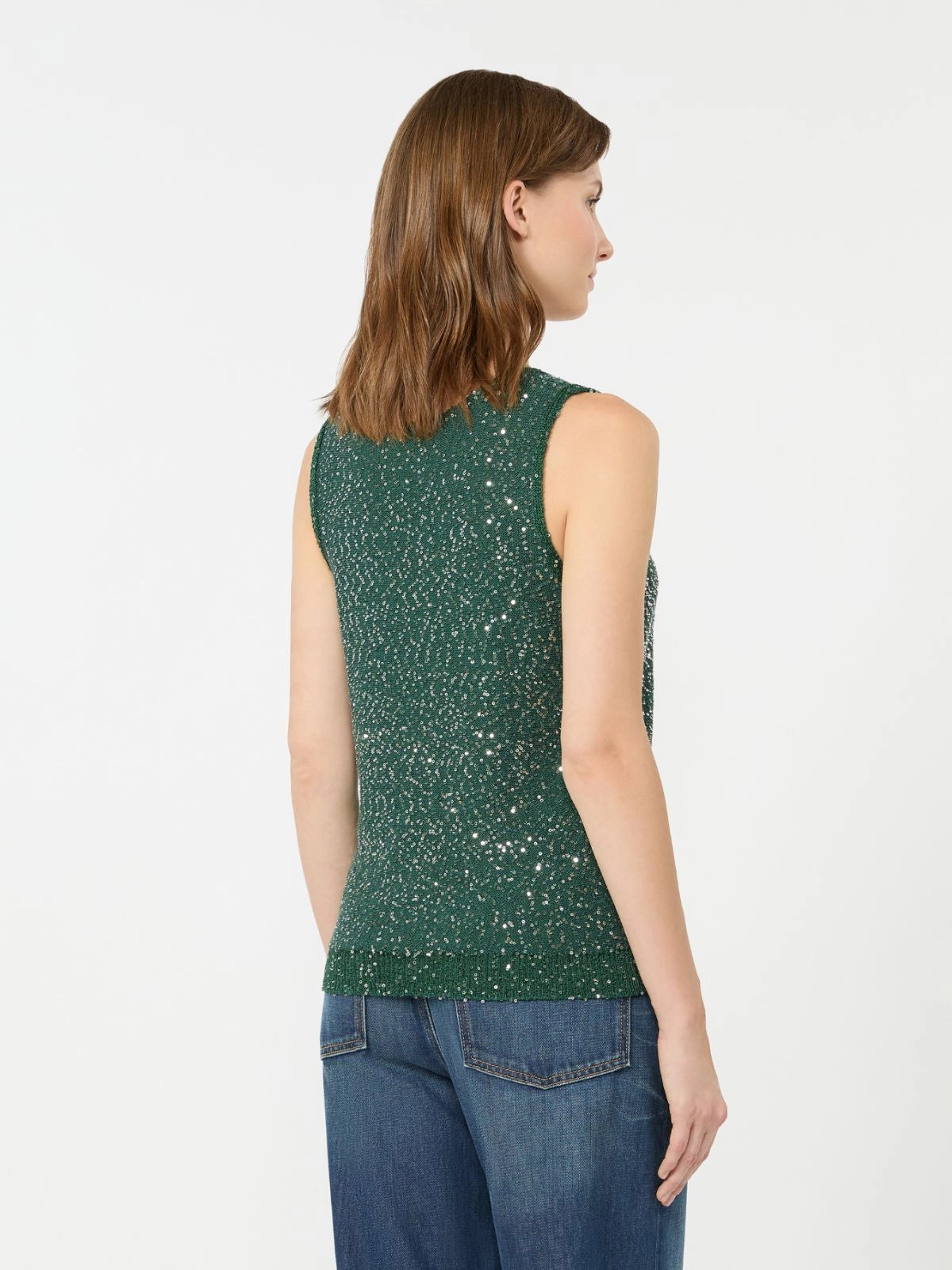 Max Mara Weekend Milord Top i grøn med Pailetter