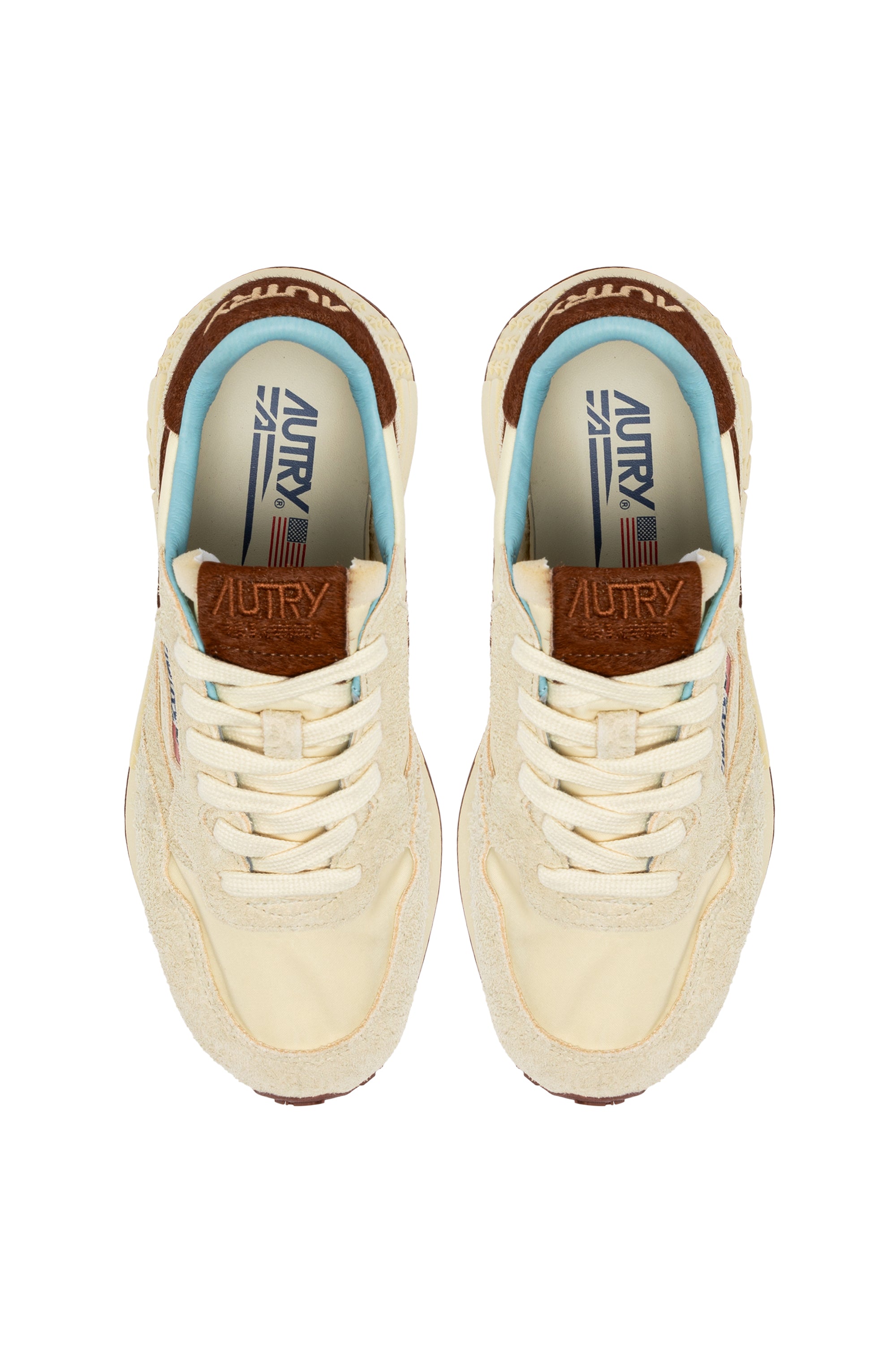 Autry Reelwind Ruskind Sneakers Ecru/Brun/Blå