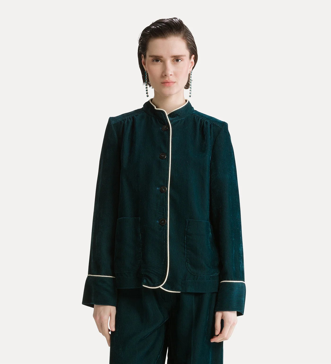 Forte Forte 15038 Fluid Ribbed velvet tang jacket jade