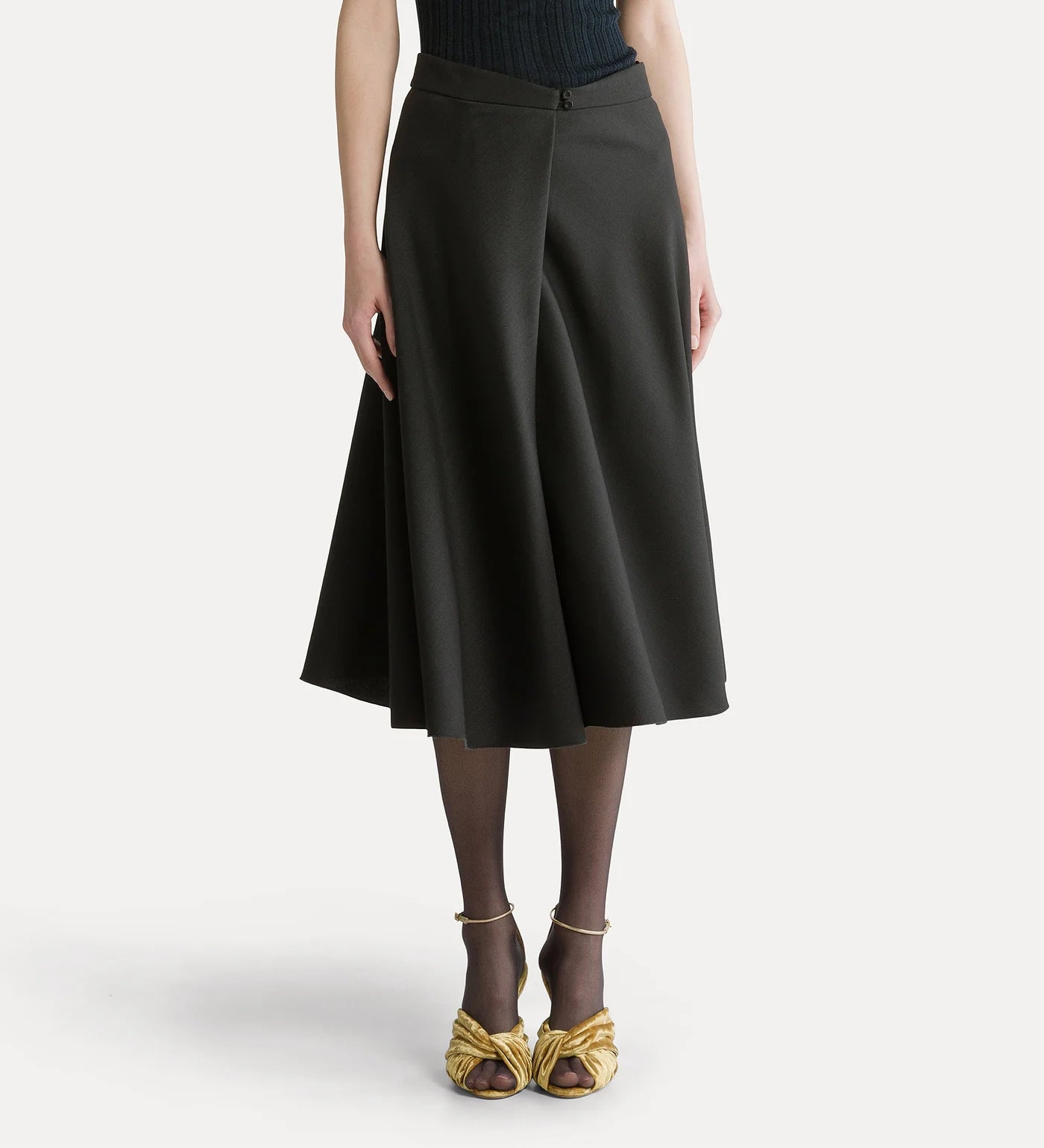 Forte Forte 15026 Grain de poudre midi skirt sort