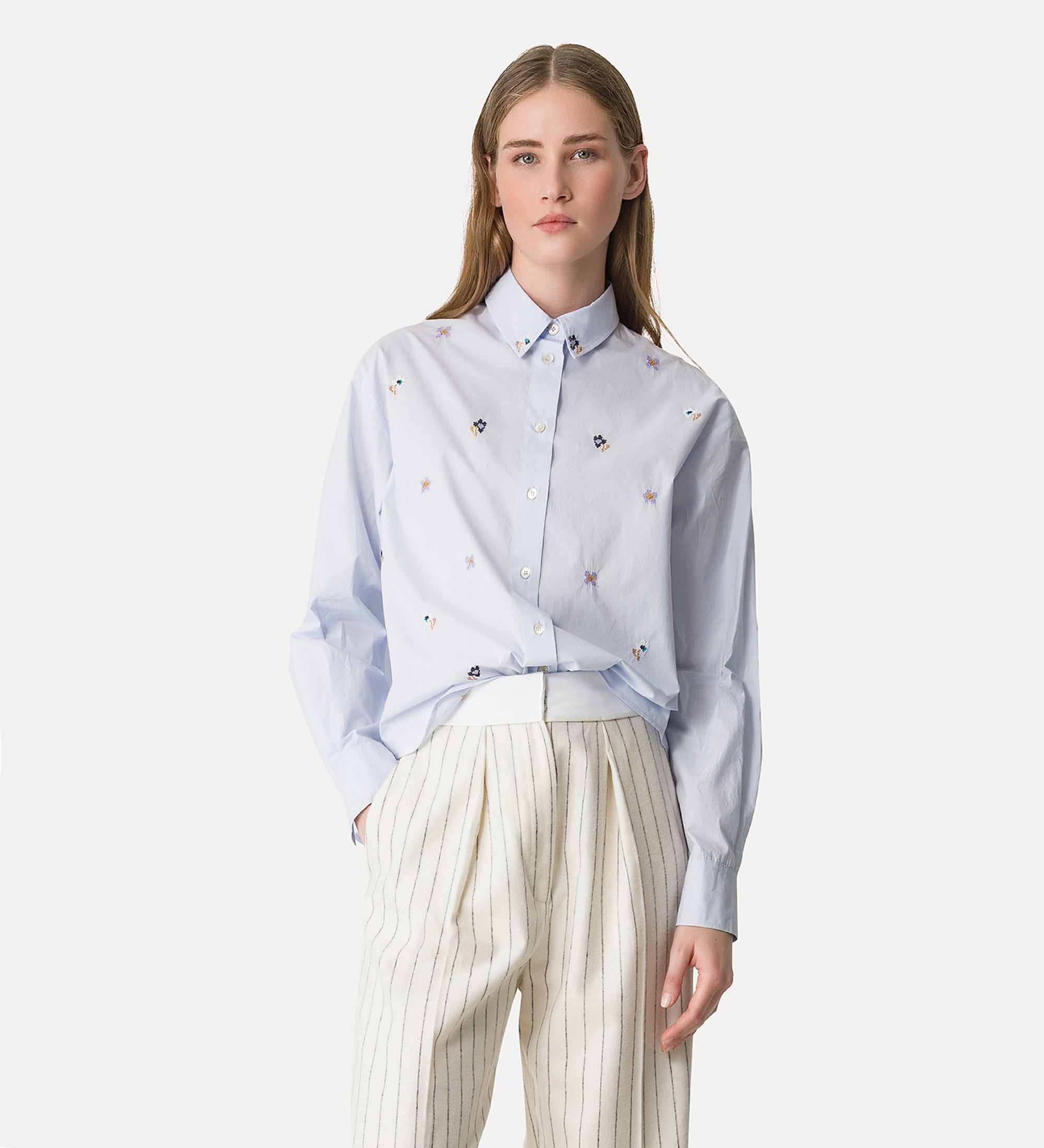 Forte Forte 14403 Cropped Cotton Poplin Shirt Ciel