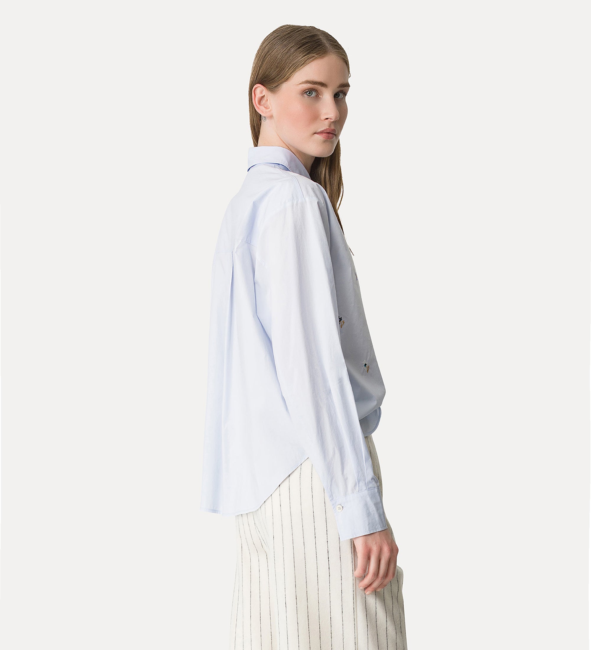 Forte Forte 14403 Cropped Cotton Poplin Shirt Ciel