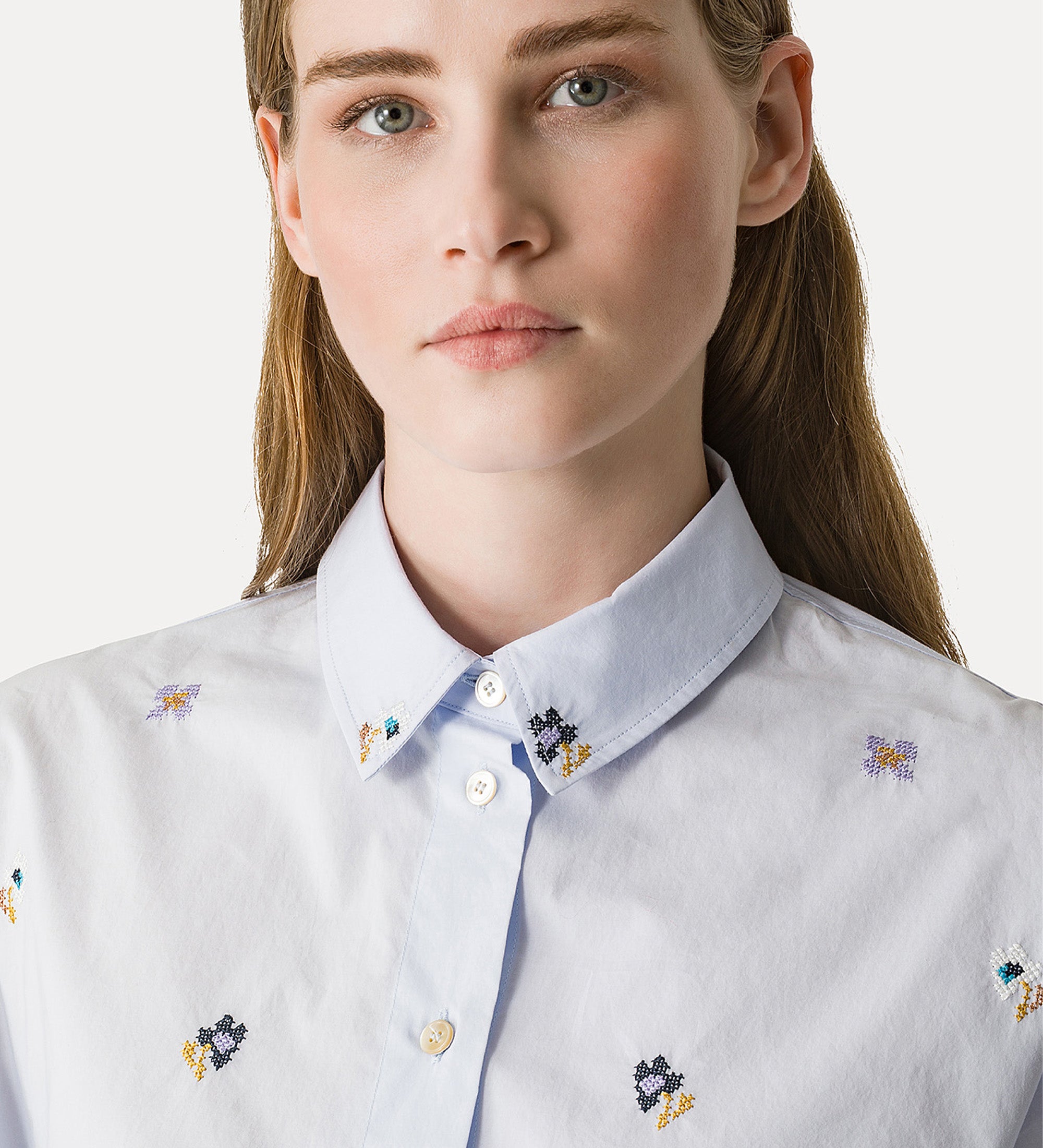 Forte Forte 14403 Cropped Cotton Poplin Shirt Ciel