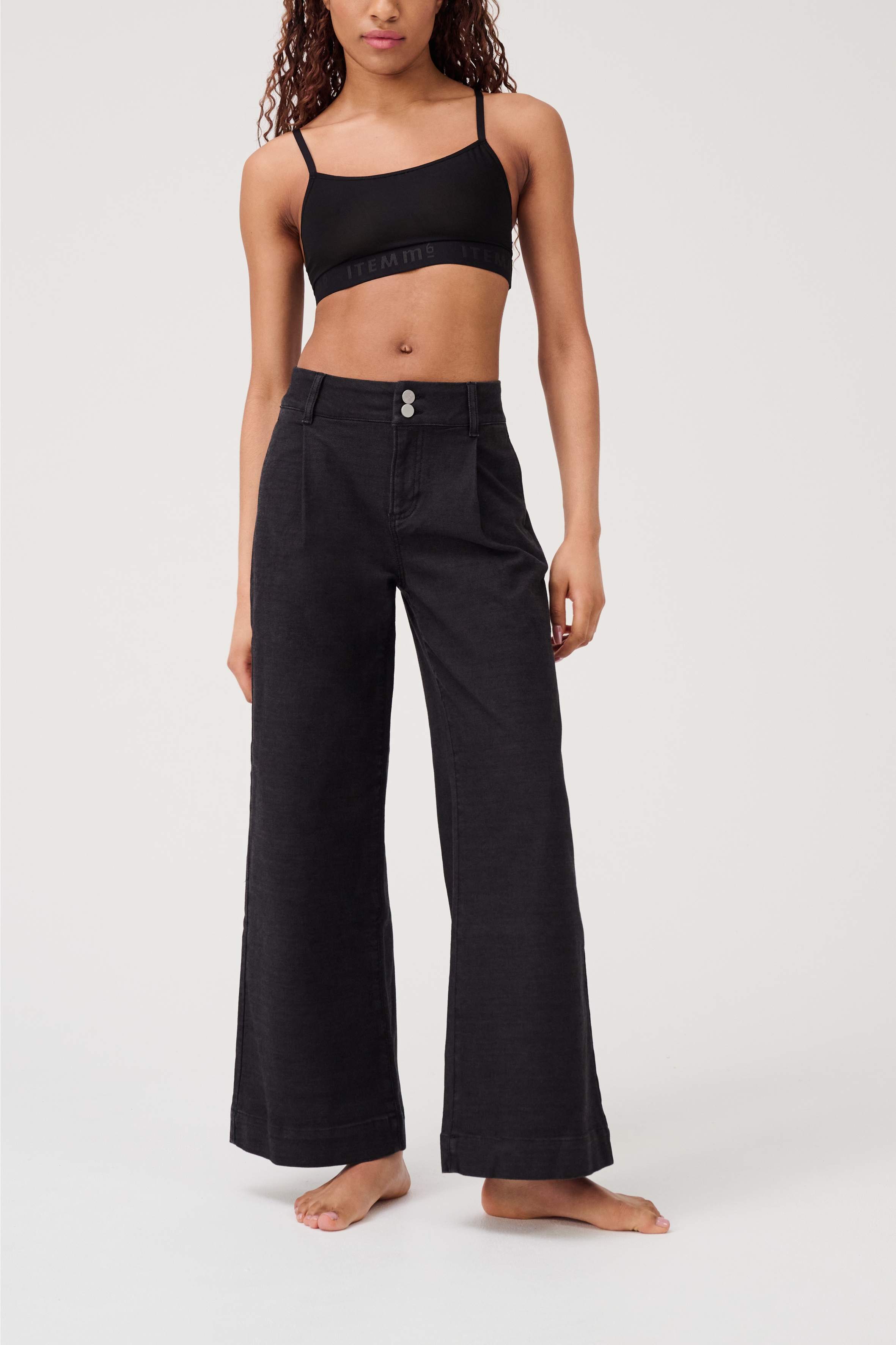 ITEM m6 Loose Panama Pants Rinsed Black