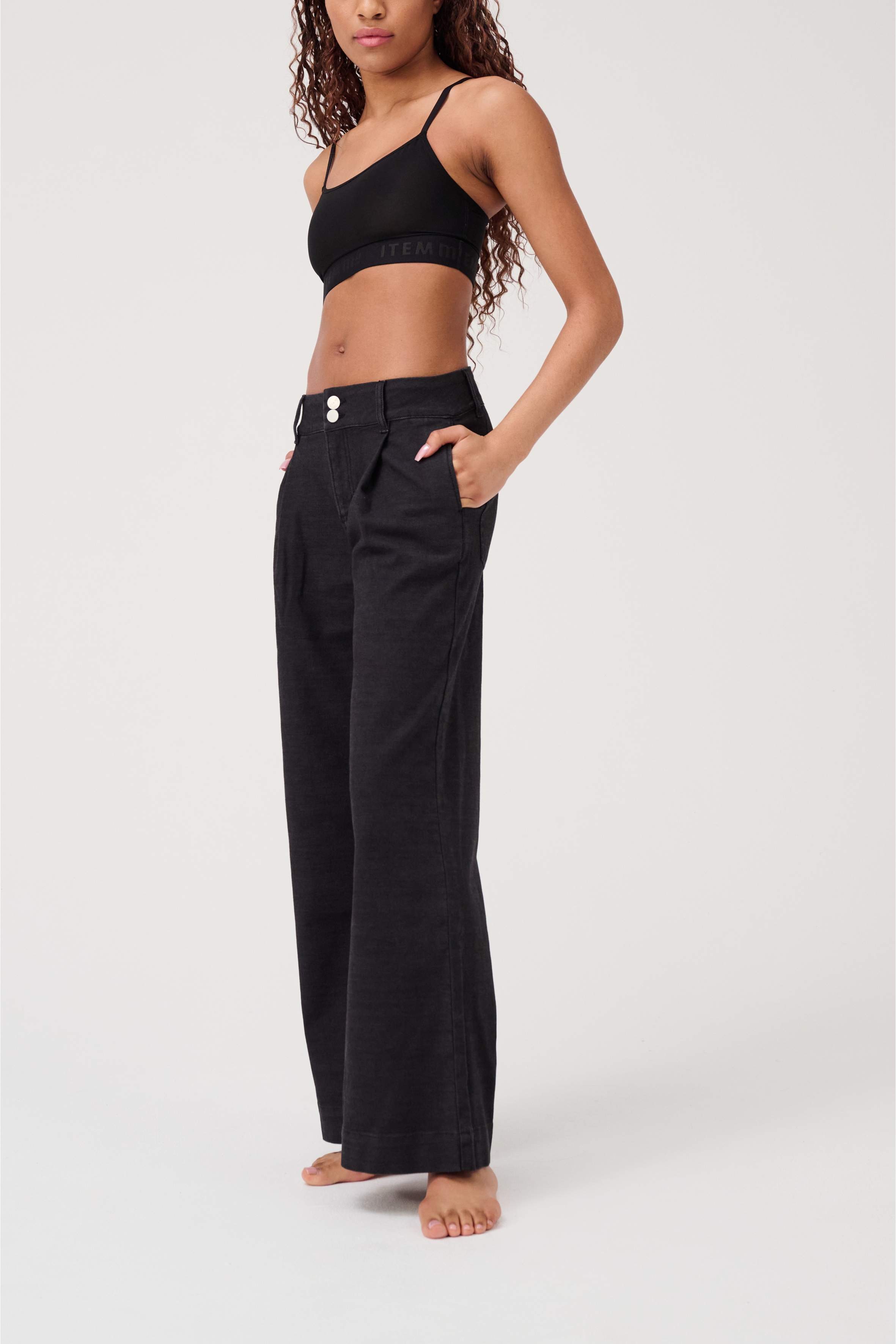 ITEM m6 Loose Panama Pants Rinsed Black