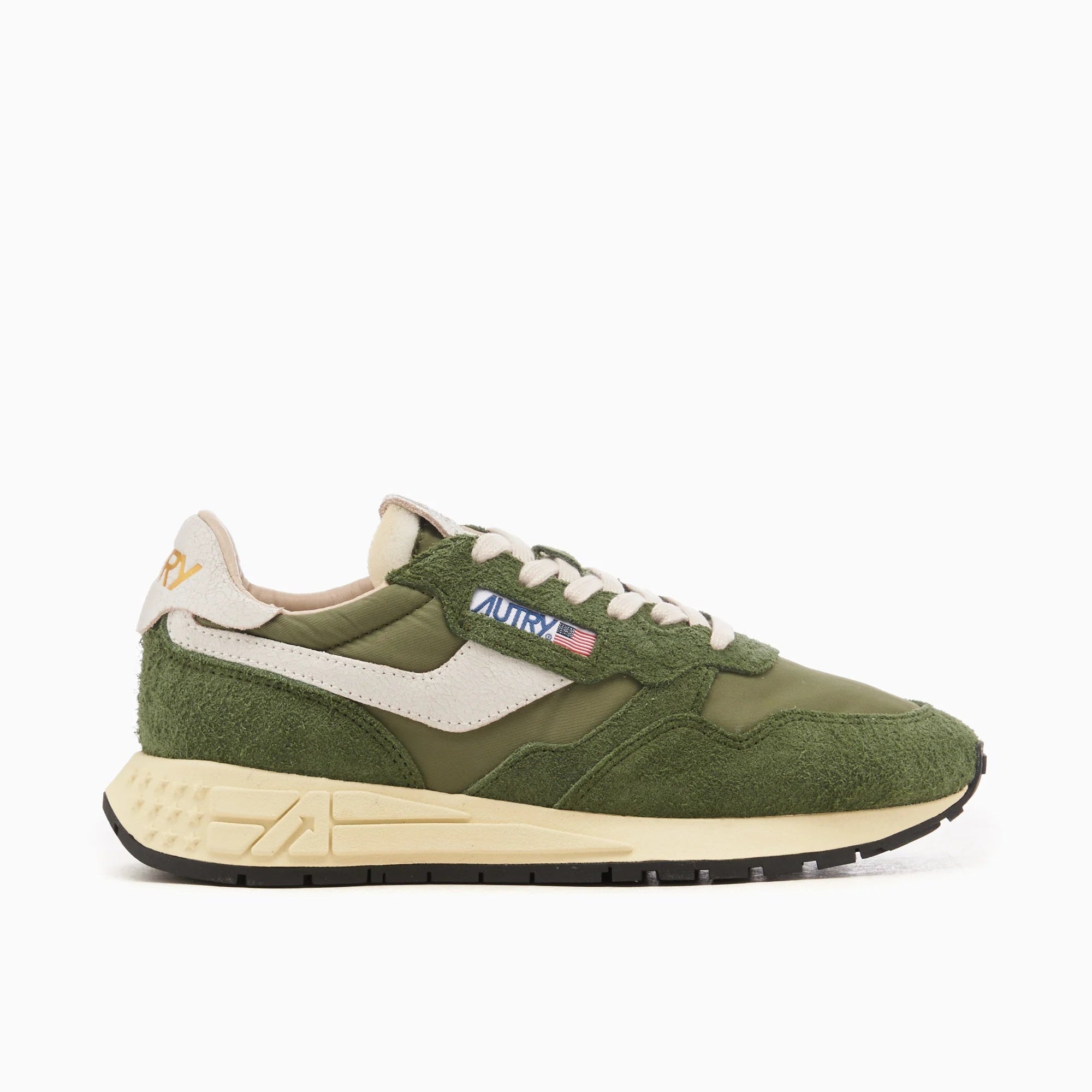 Autry Reelwind Ruskind Sneakers Militærgrøn/Hvid