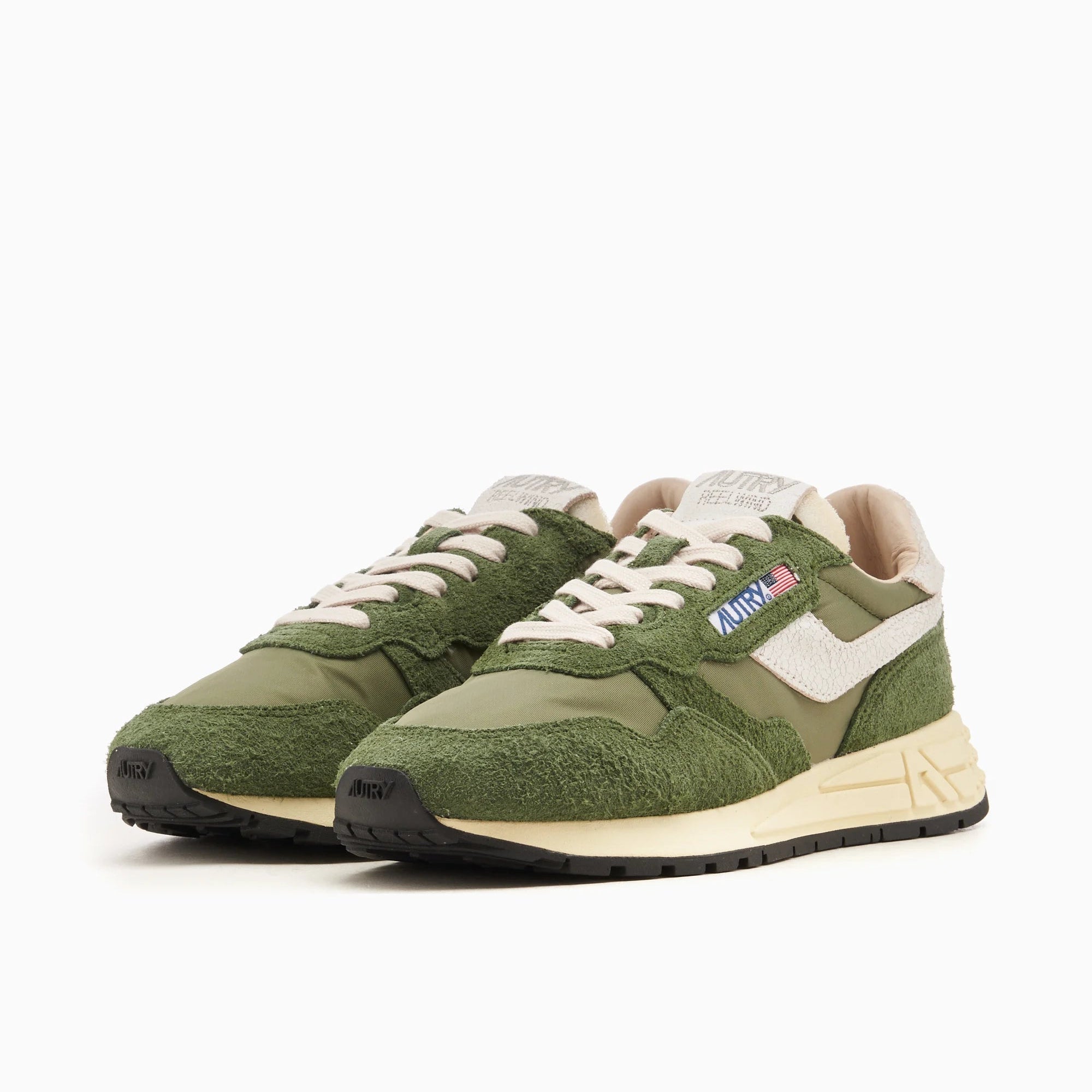 Autry Reelwind Ruskind Sneakers Militærgrøn/Hvid