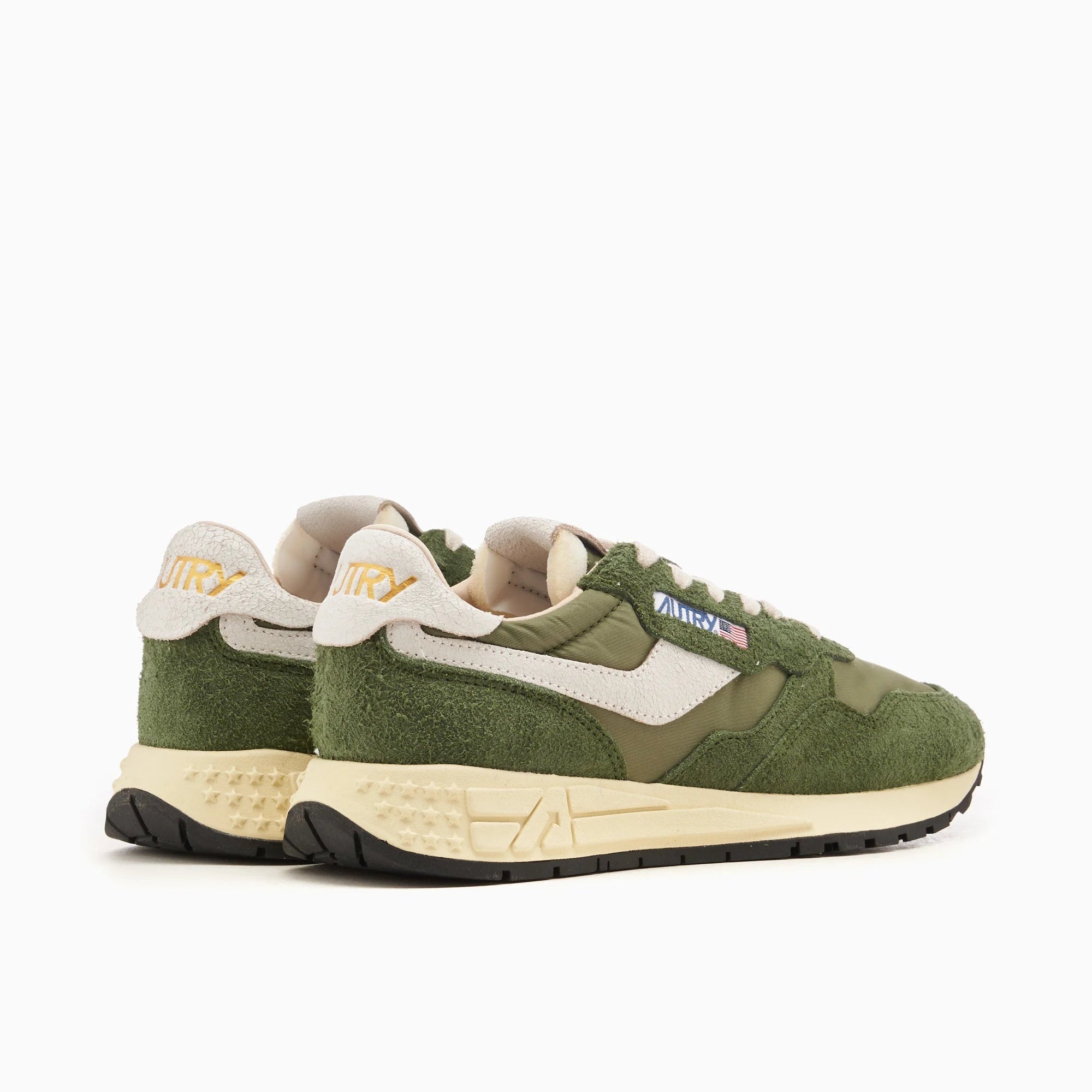 Autry Reelwind Ruskind Sneakers Militærgrøn/Hvid