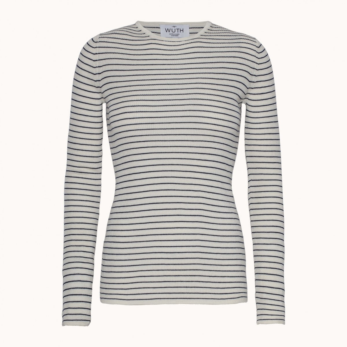 Wuth Silke/cashmere bluse i creme /blå stribet.