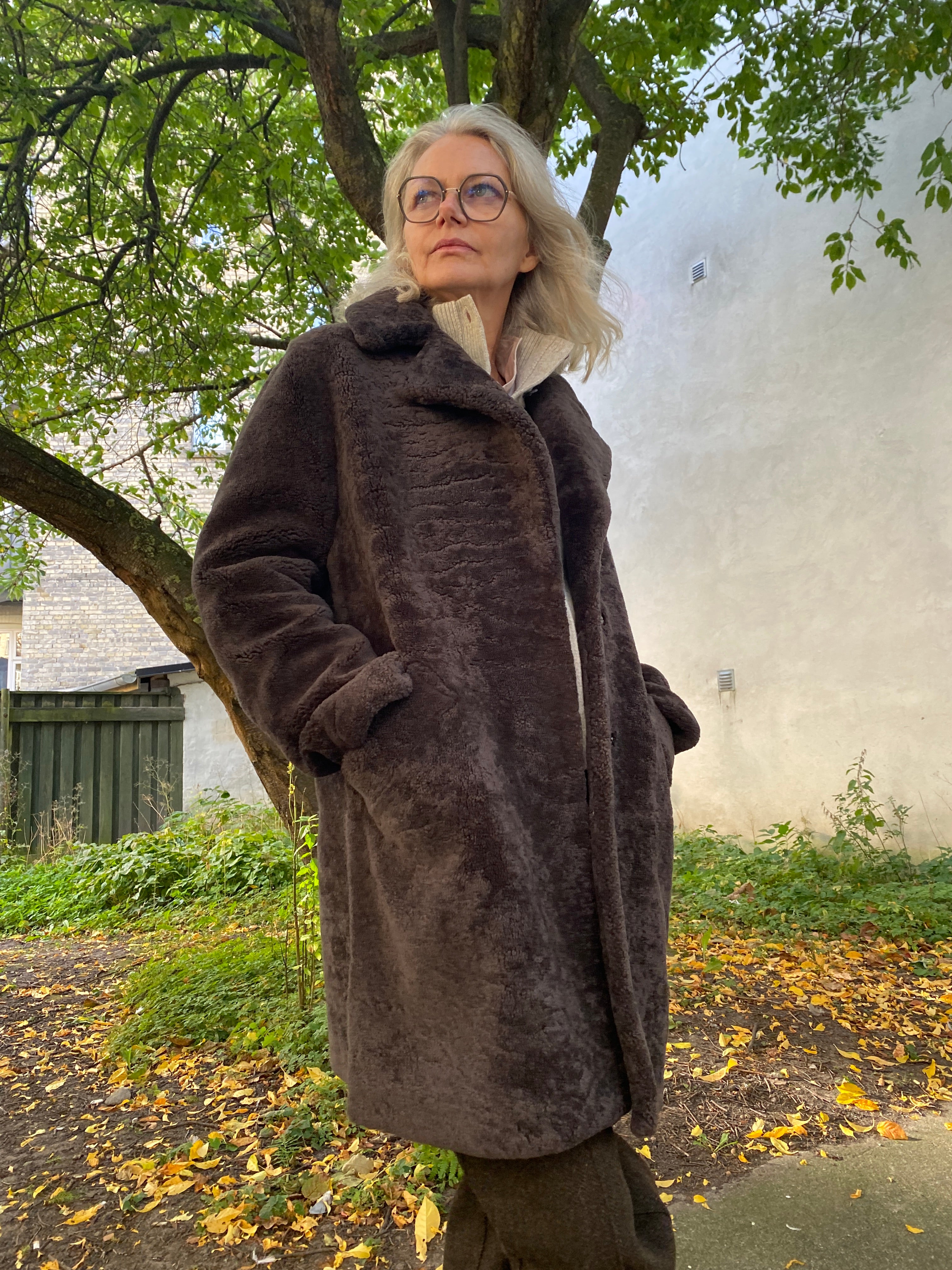 Levinsky April Curly Lamb Coat Coffee