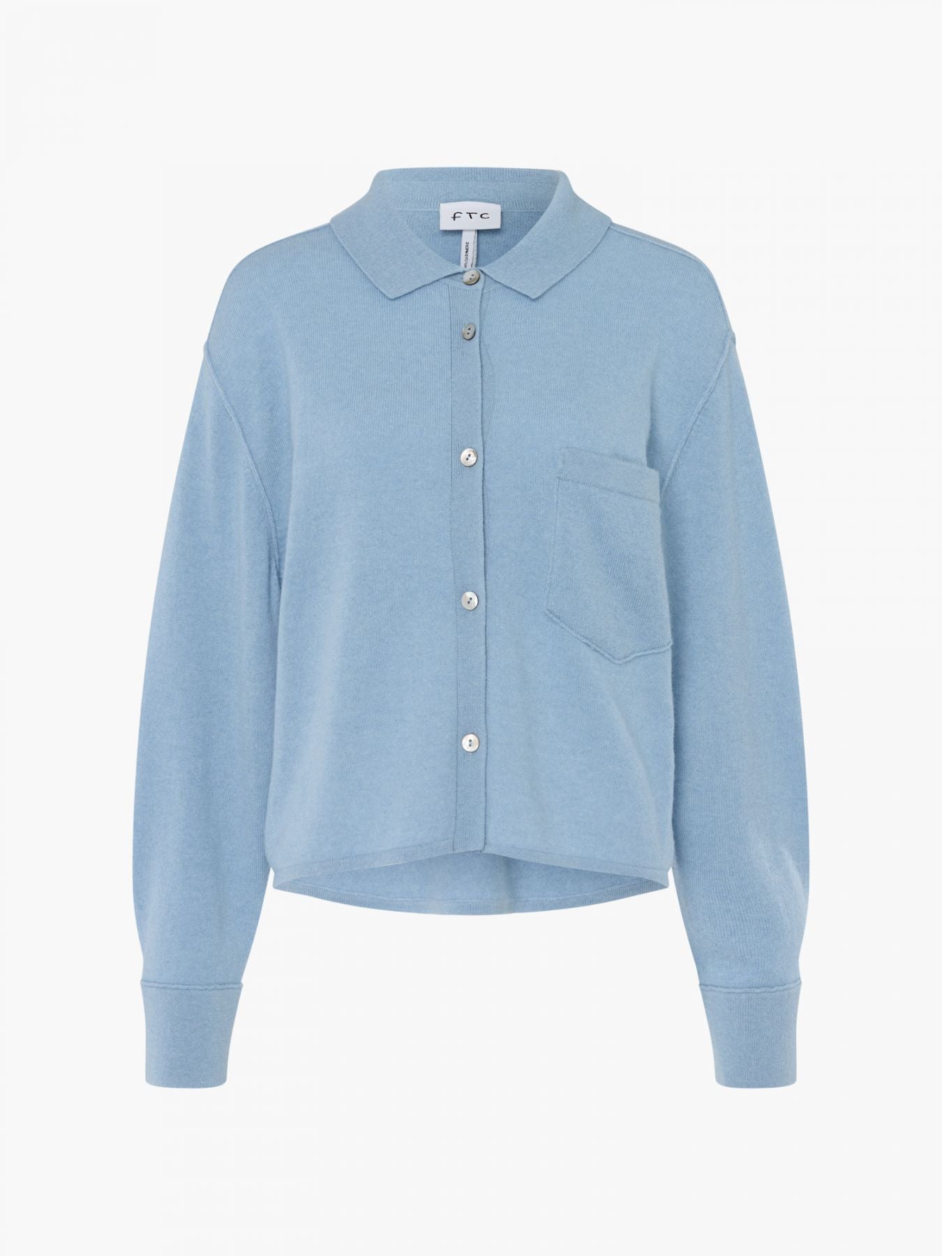 FTC Cashmere overshirt i stone washed blå