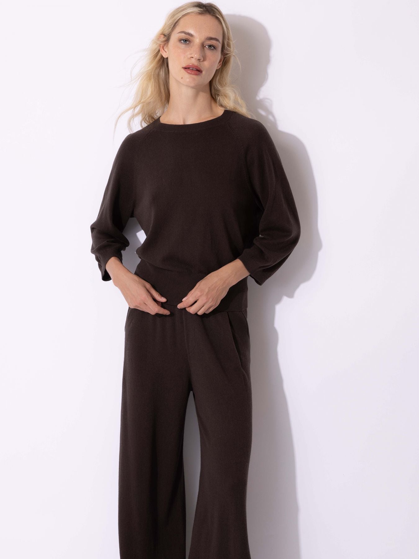 FTC Cashmere 3/4-ærme Sweater Espresso