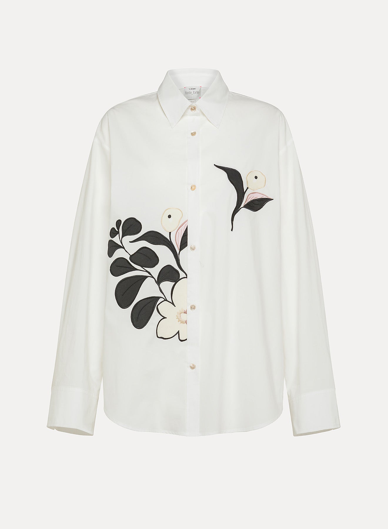 Forte Forte 13553 Embroidery Cotton Popline Shirt Oyster